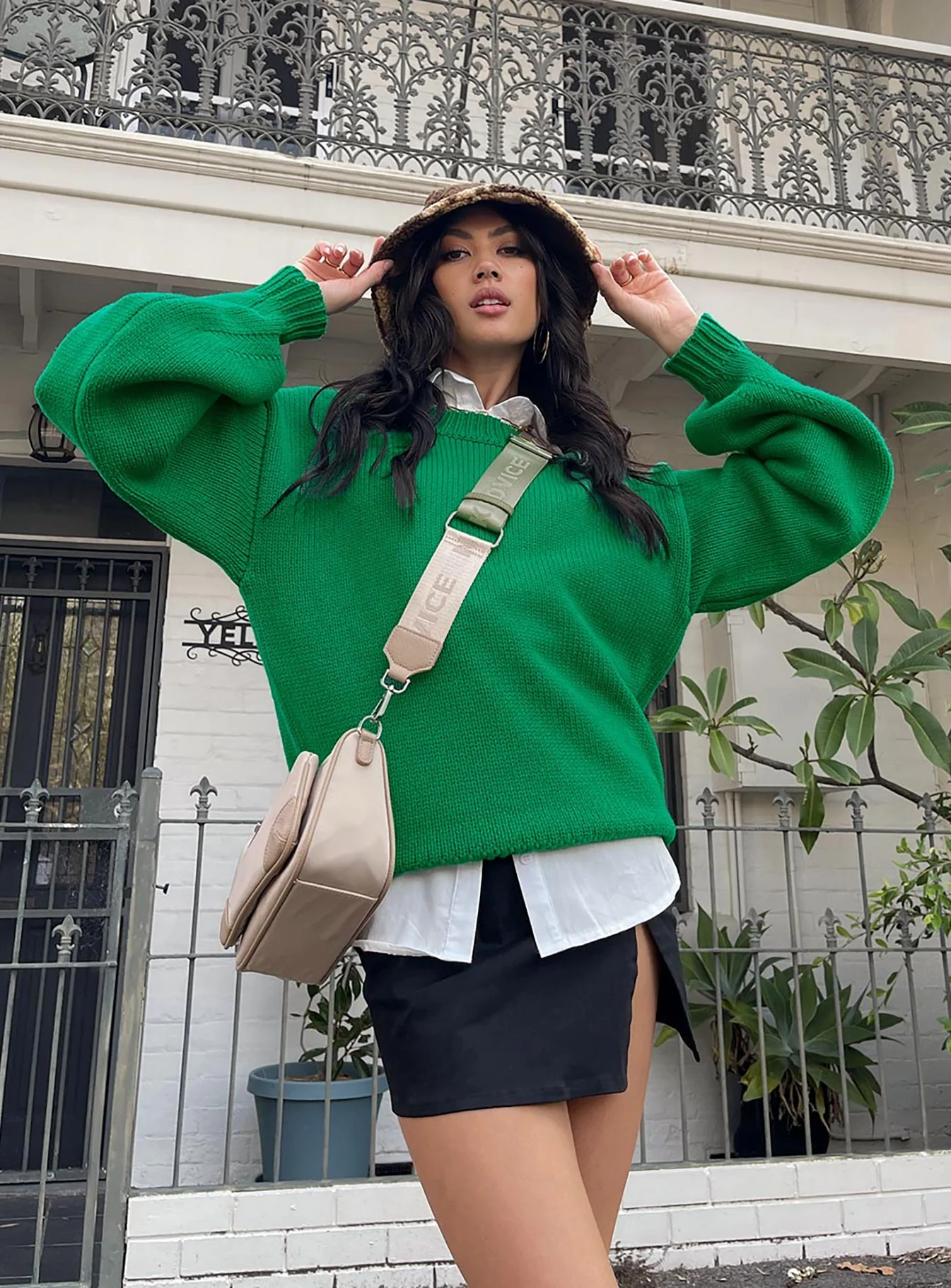 Harmony Balloon Sleeve Knit Sweater Green - Image 5