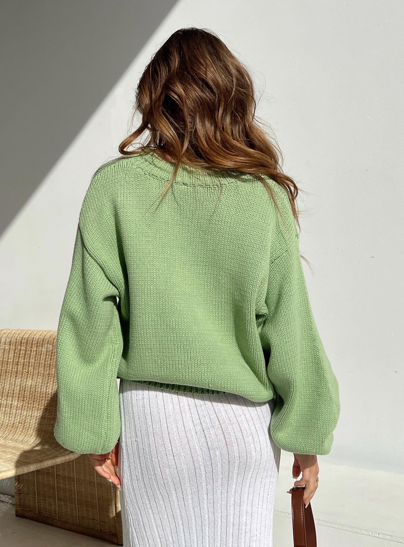 Harmony Balloon Sleeve Knit Sweater Sage - Image 5