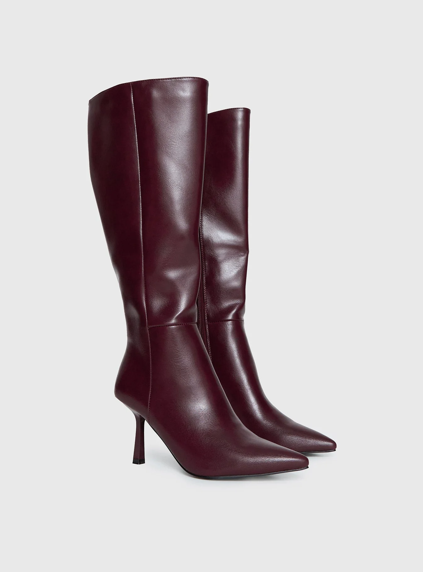 Harrie Knee High Boots Burgundy - Image 2