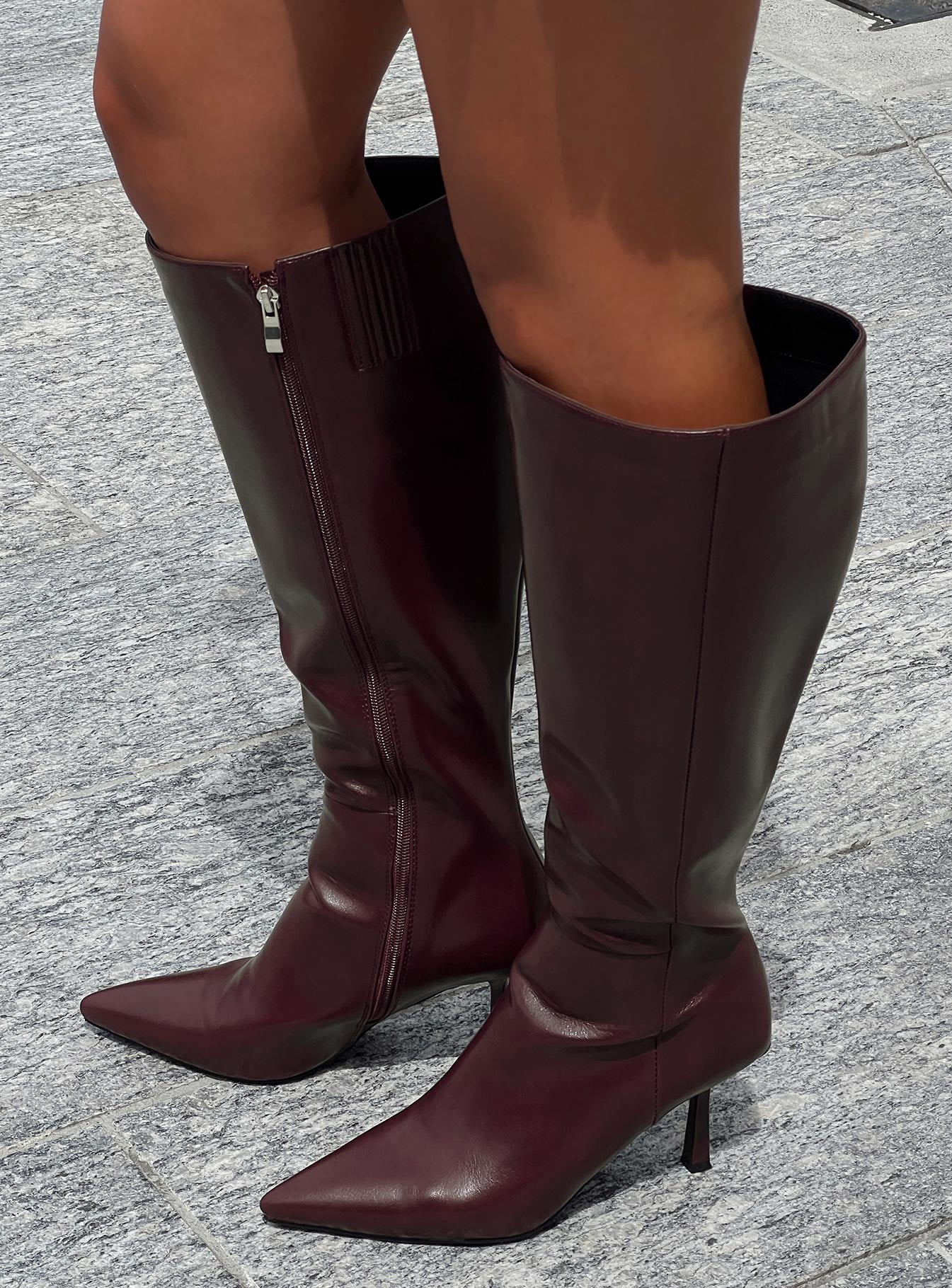 Harrie Knee High Boots Burgundy - Image 5