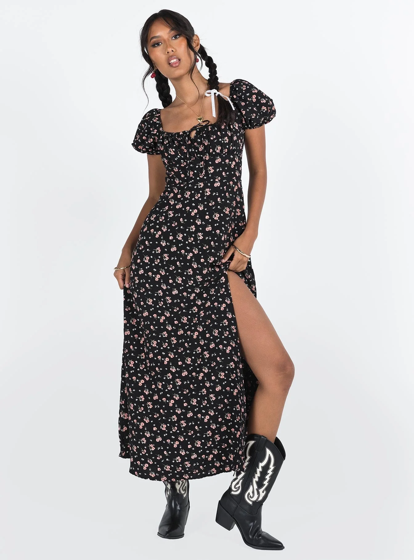 Hauser Maxi Dress Black Floral - Image 2