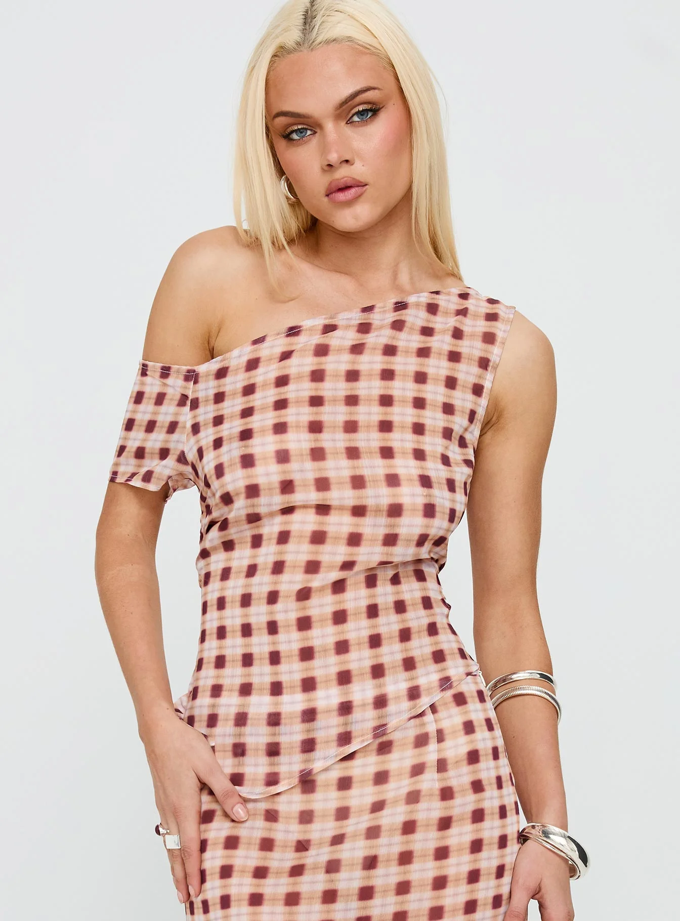 Hea Top Peach Check - Image 2