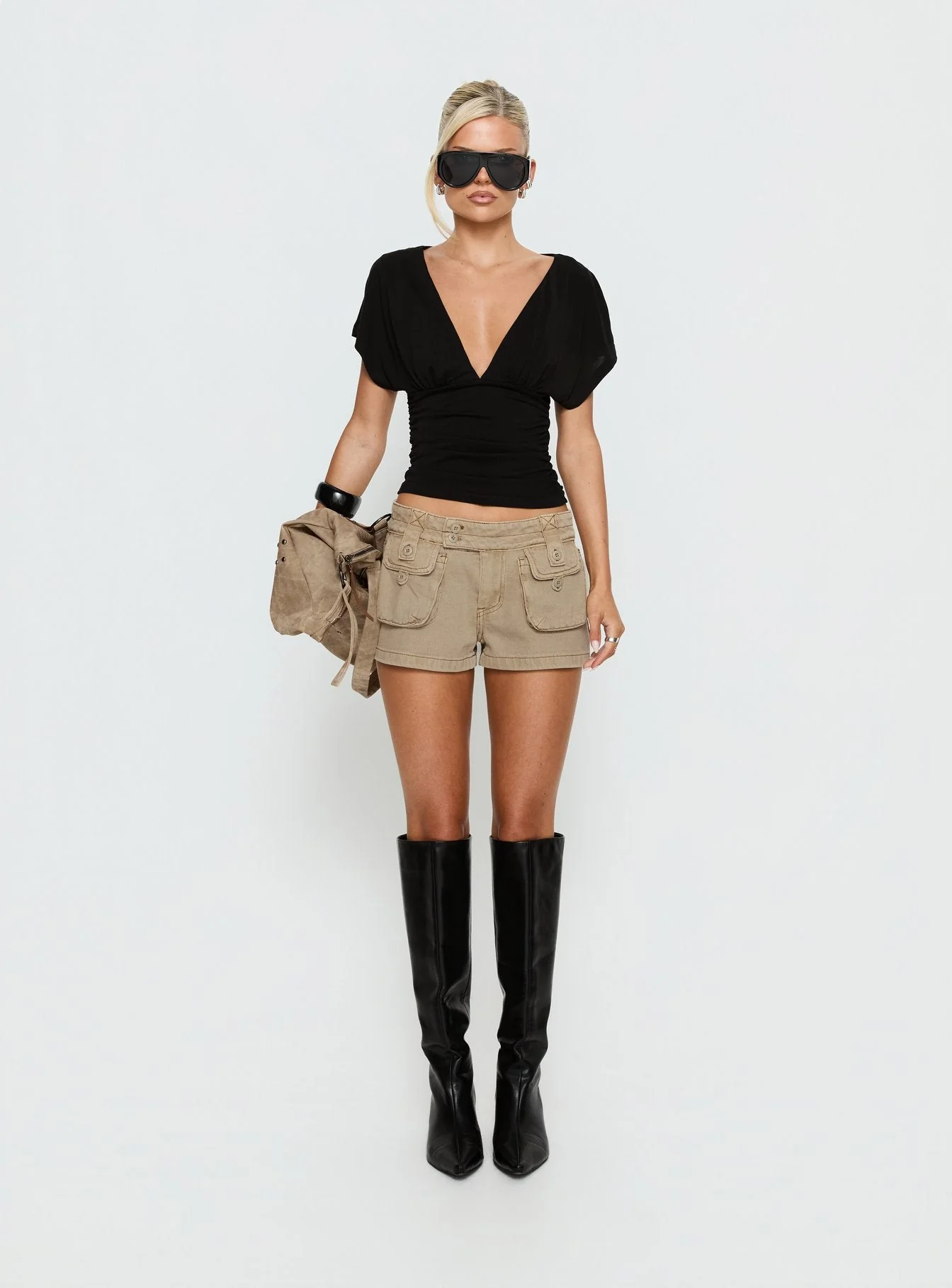 Headphones On Micro Cargo Short Washed Brown - Image 9