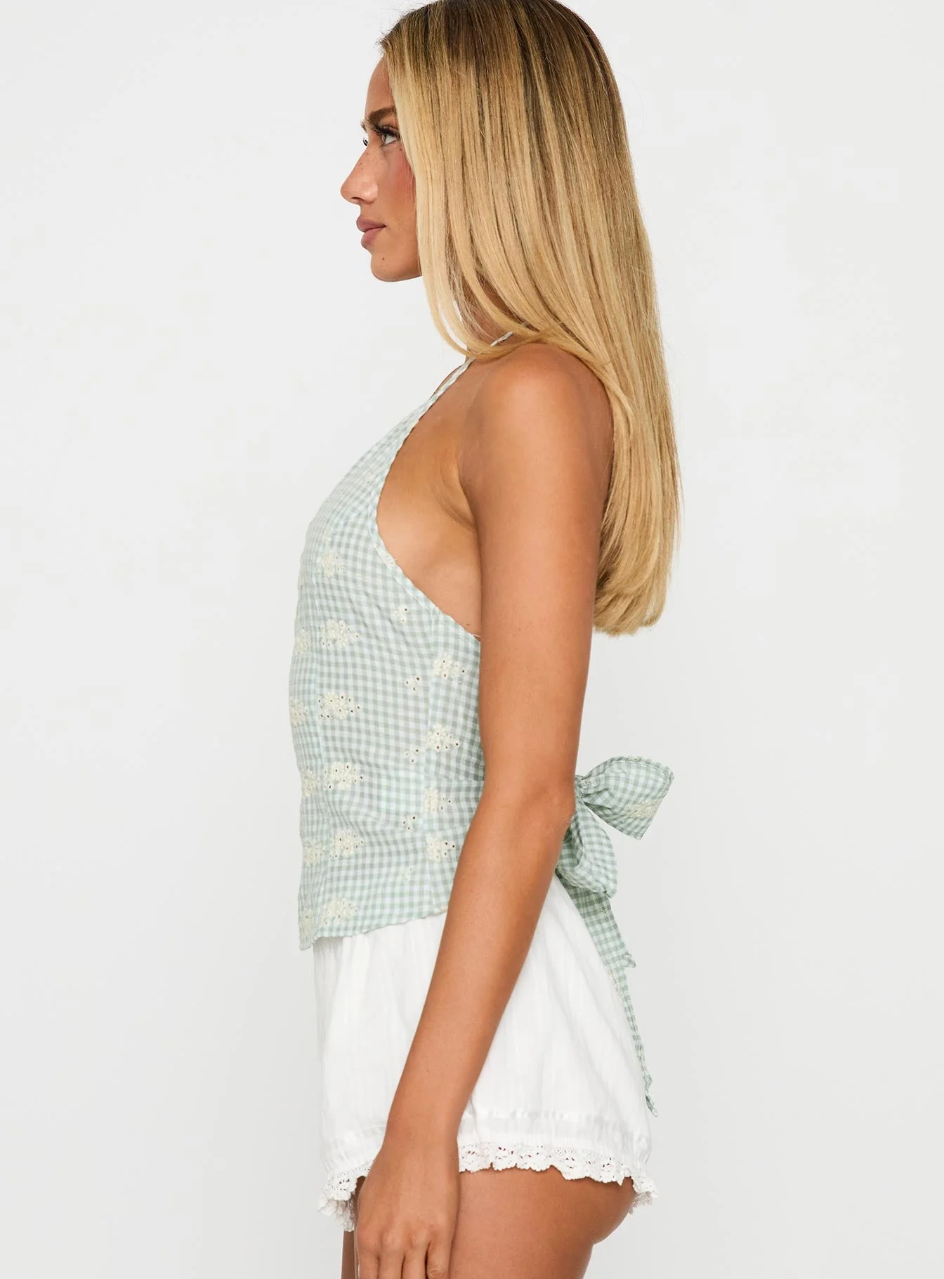 High Stakes Tie Back Halter Top Sage - Image 3