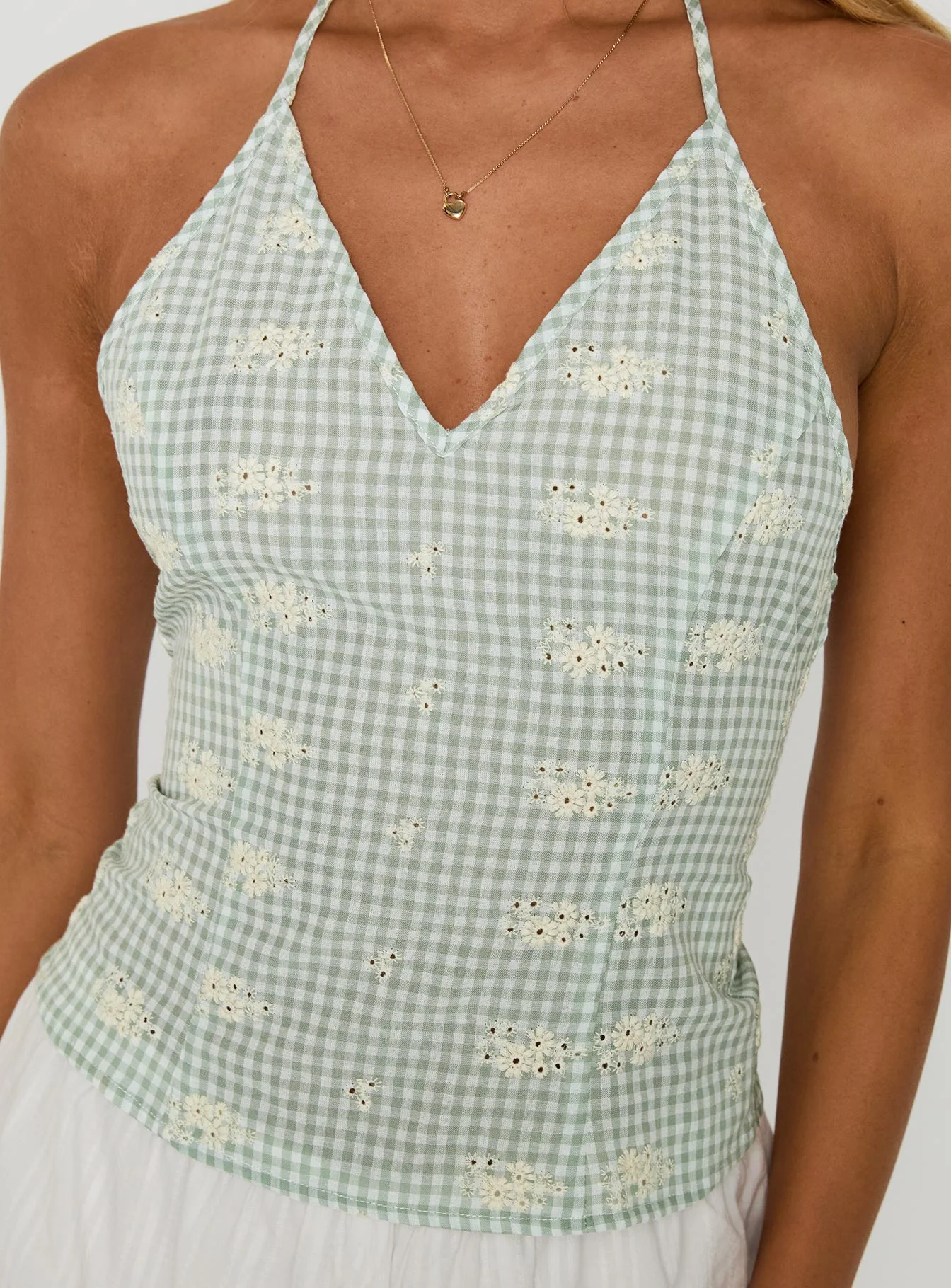 High Stakes Tie Back Halter Top Sage - Image 5