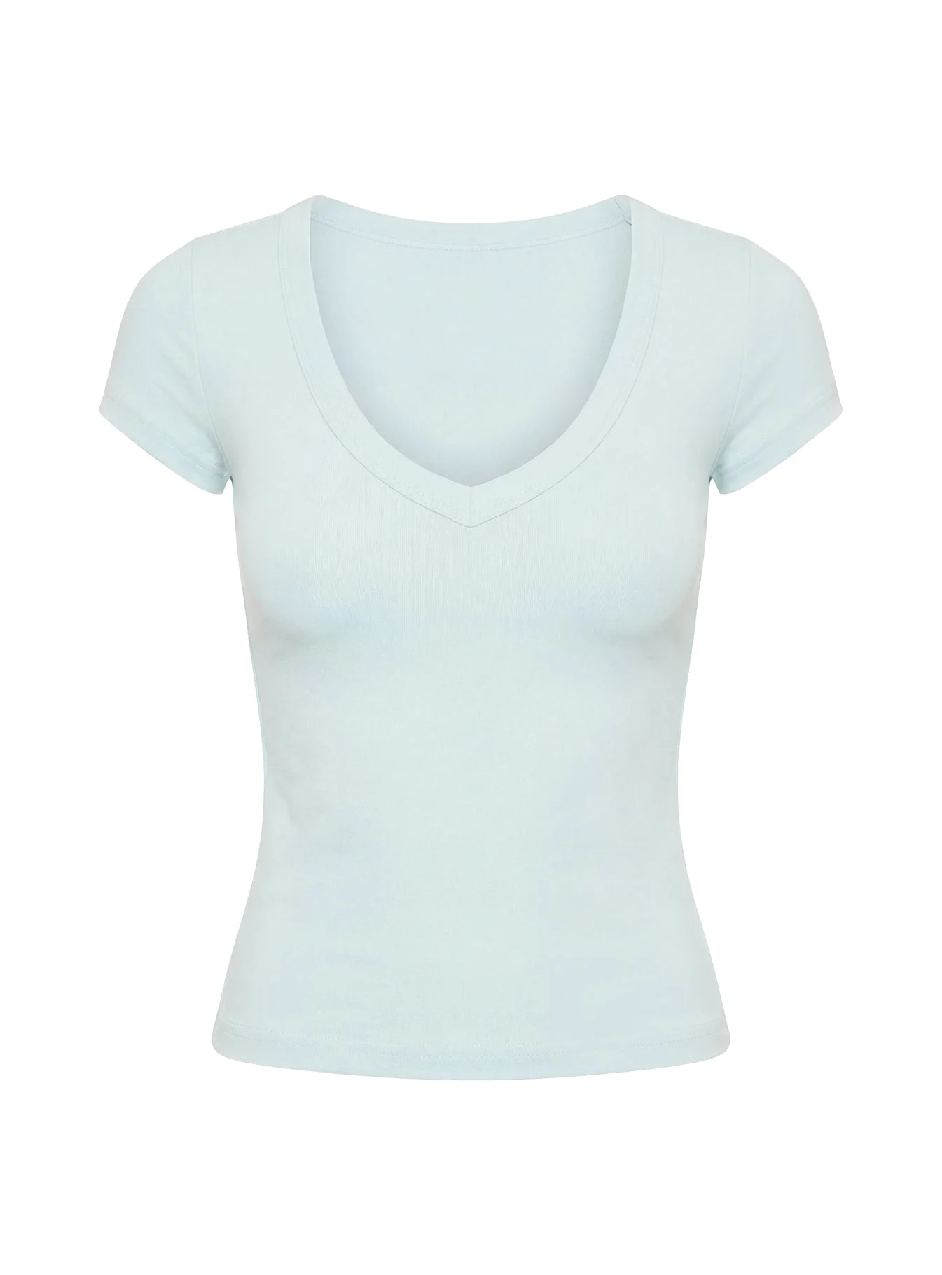Daily Define Deep V Short Sleeve Top Icy Blue - Image 8