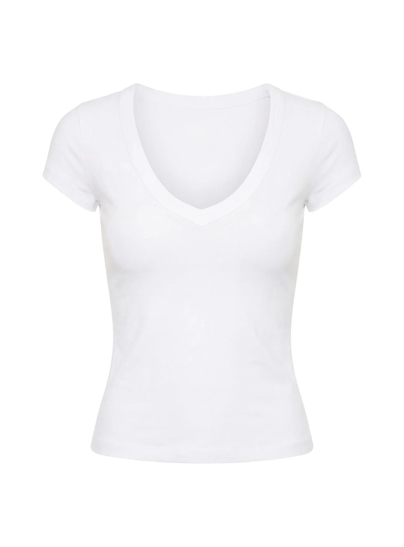 Daily Define Deep V Short Sleeve Top White - Image 9