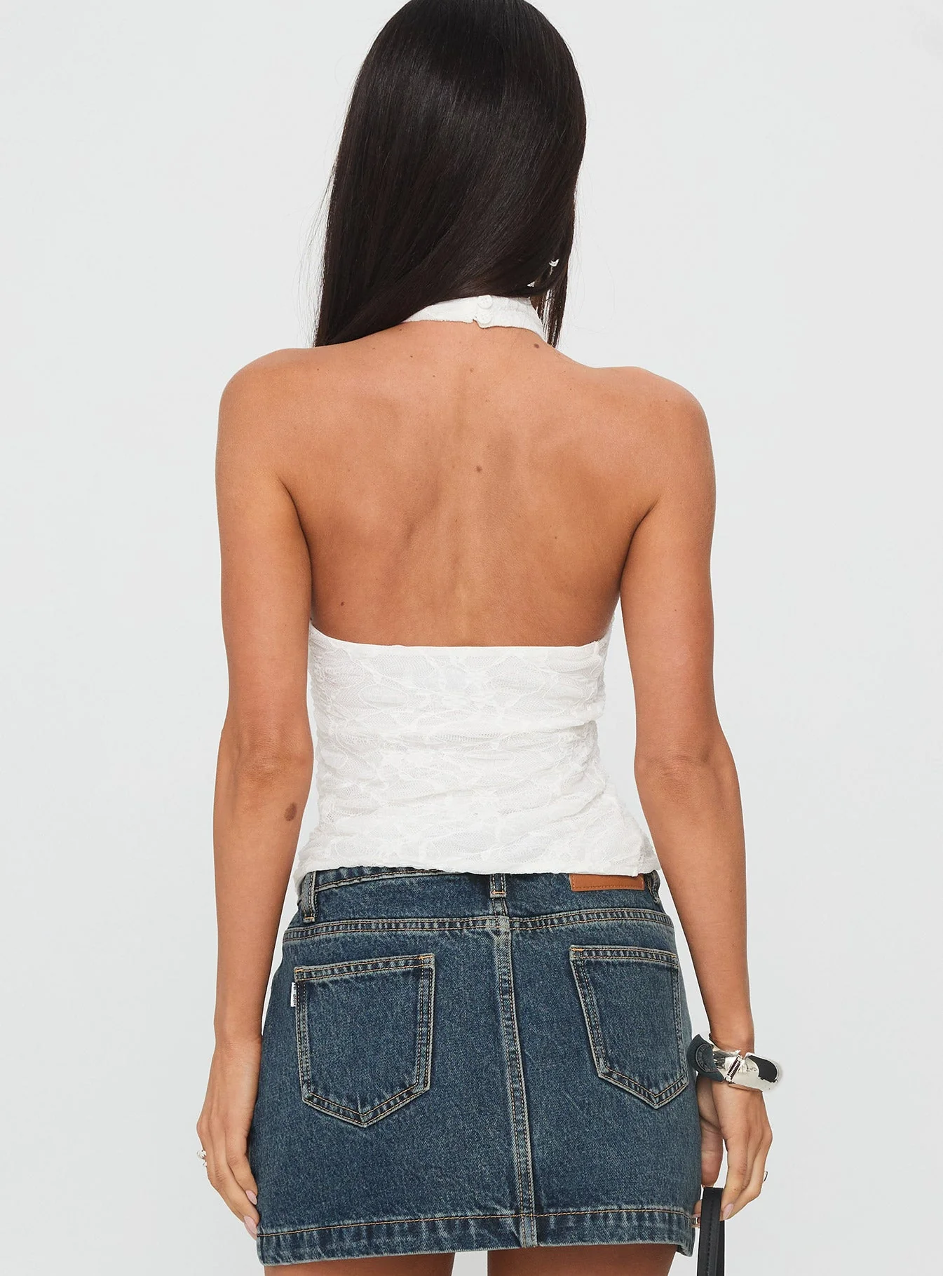 Hotter Than Fire Lace Halter Top White - Image 5