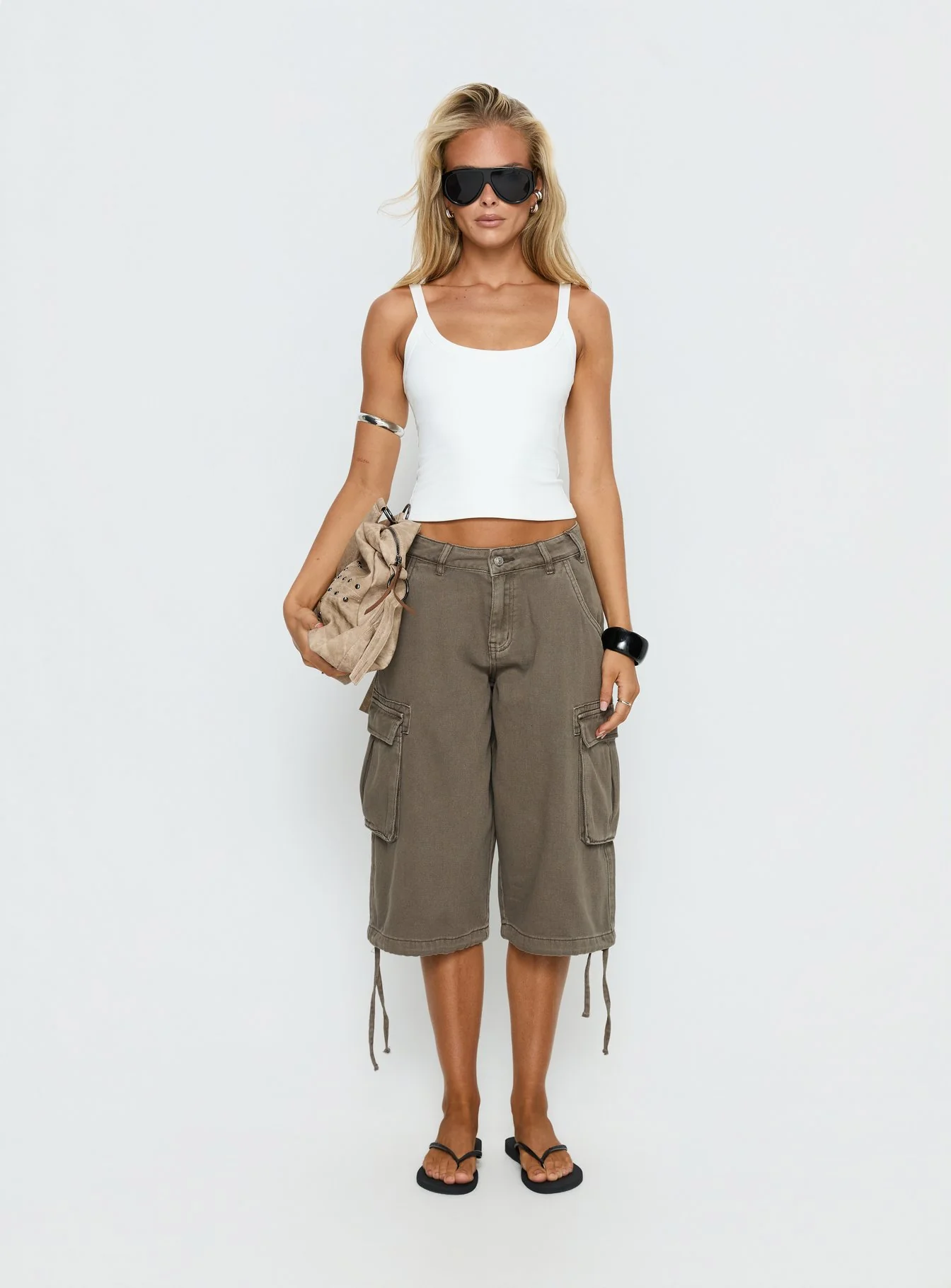 Hudsen Longline Cargo Shorts Khaki - Image 7