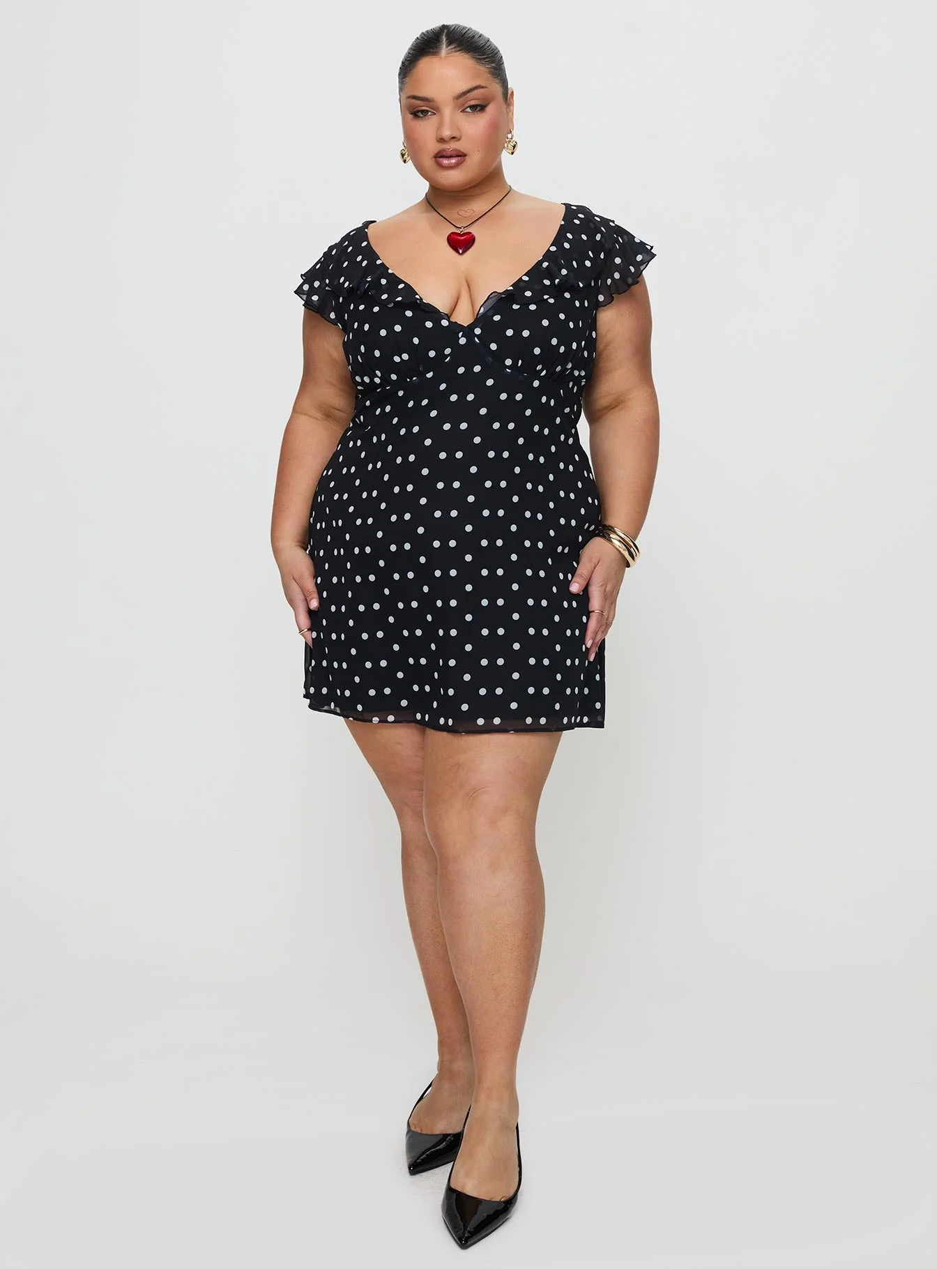 I Guess So Mini Dress Black Polka Dot - Image 13