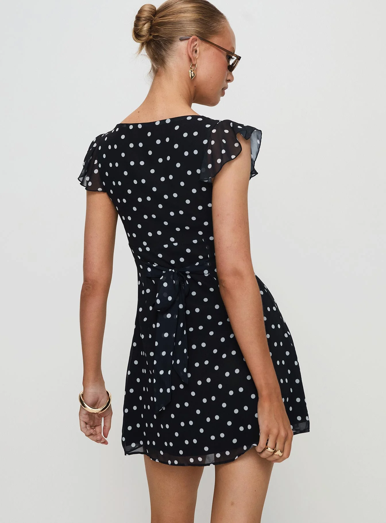 I Guess So Mini Dress Black Polka Dot - Image 5