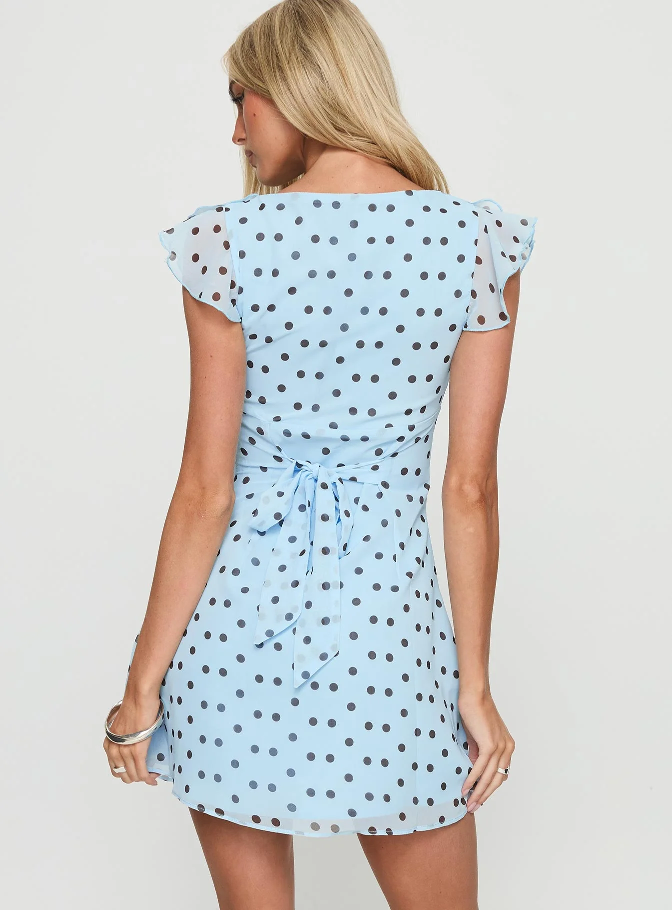 I Guess So Mini Dress Blue Polka Dot - Image 5