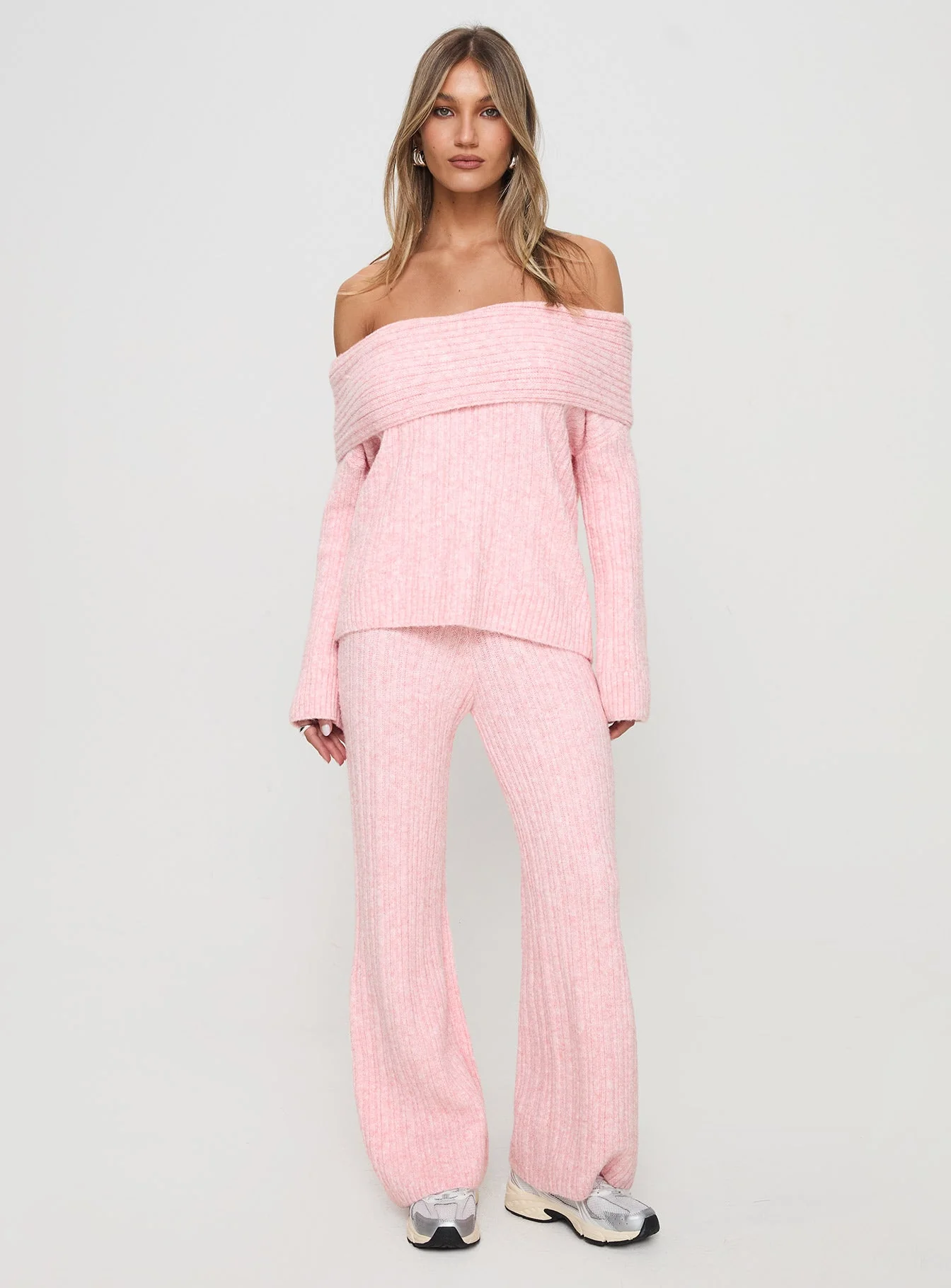Icicle Off Shoulder Knit Sweater Pink - Image 3