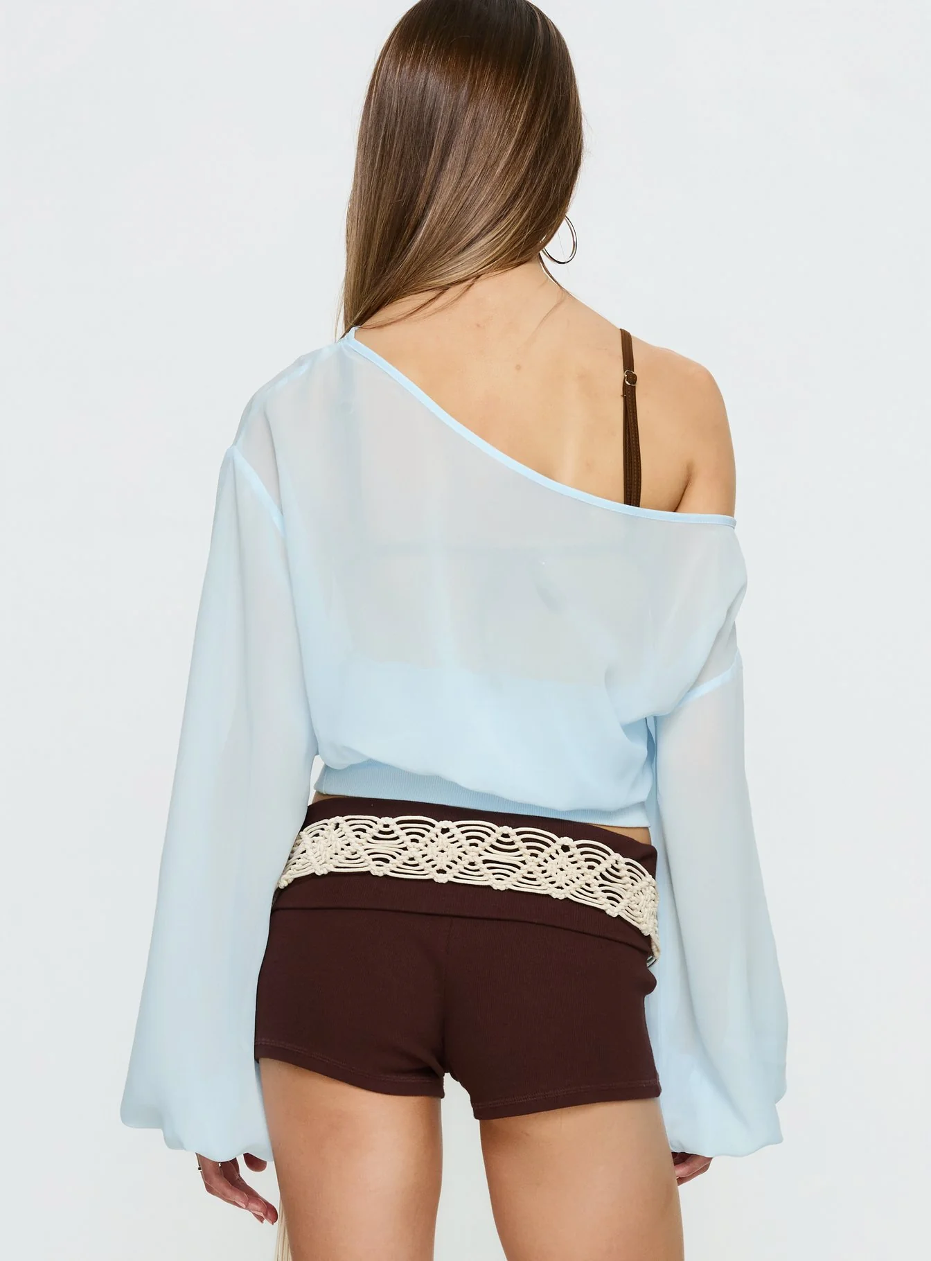 Idalina Slouchy Chiffon Top Blue - Image 5