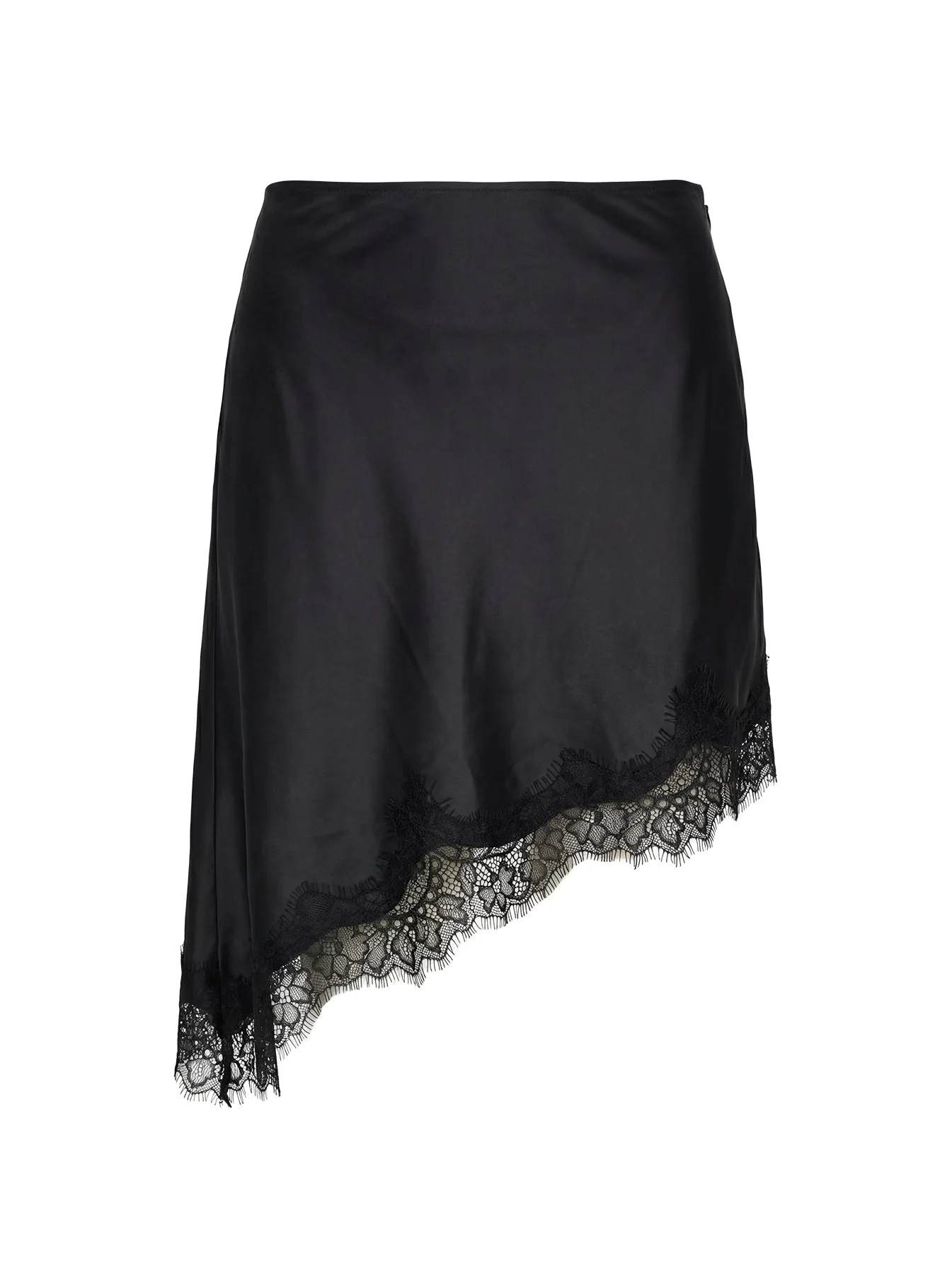 Idette Lace Asymmetrical Mini Skirt Black - Image 9