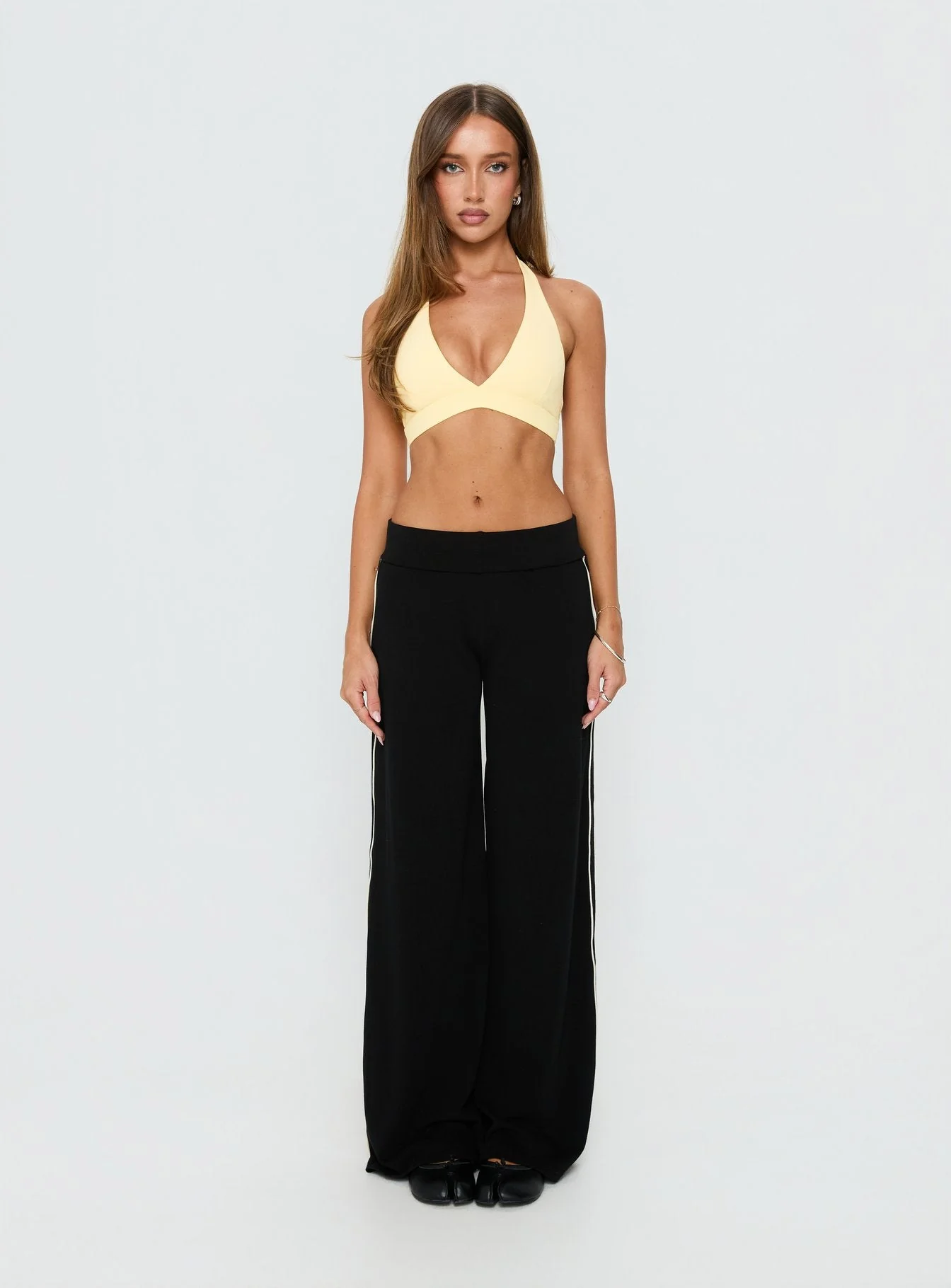 In Motion Active Plunge Halter Crop Top Yellow - Image 7