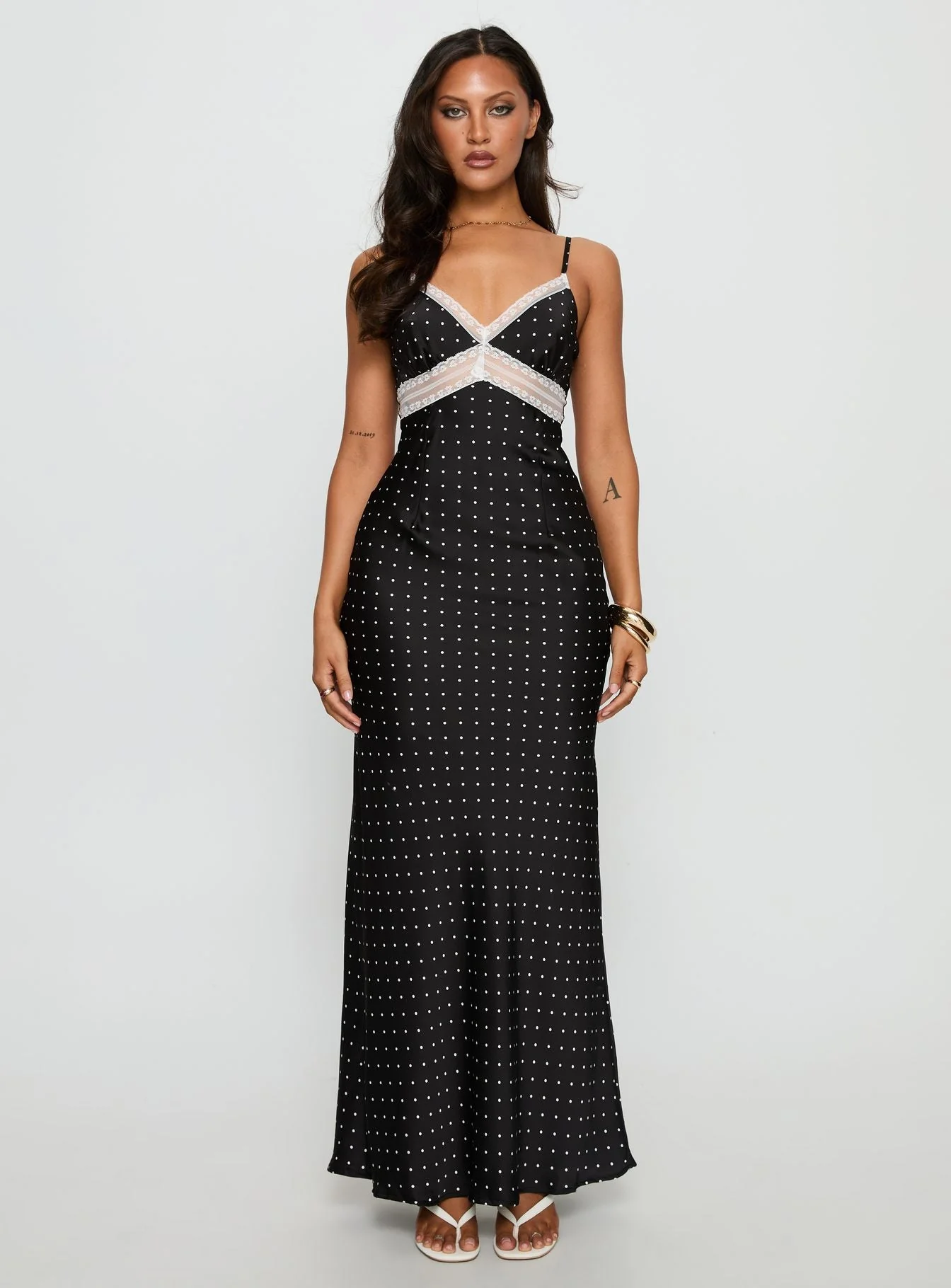 Inki Lace Maxi Dress Black Polka Dot - Image 6