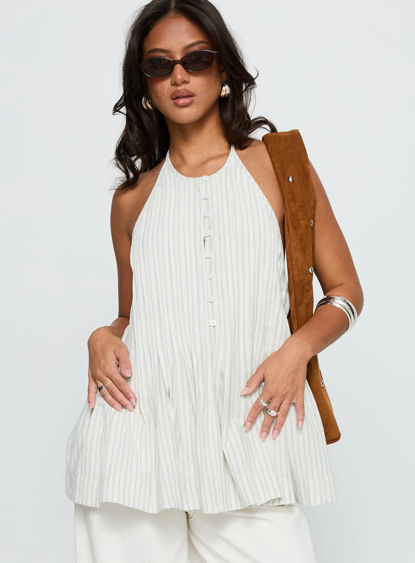 Invitation Only Low Back Top Blue Stripe - Image 2