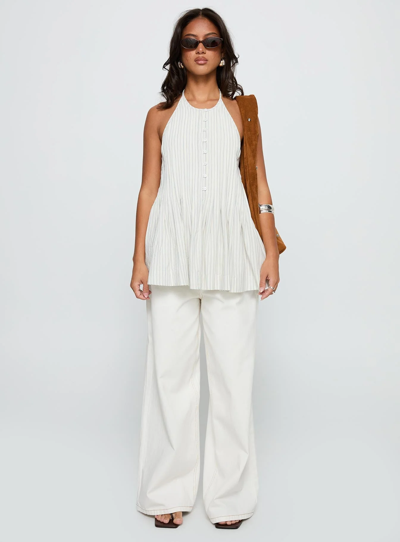 Invitation Only Low Back Top Blue Stripe - Image 7
