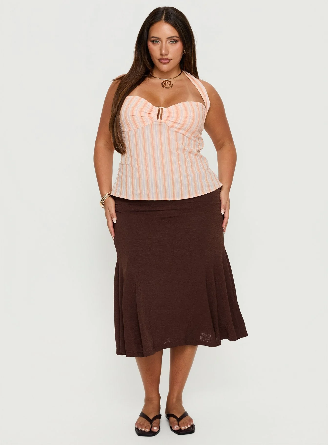 Isabetta Halter Top Orange Stripe Curve - Image 3
