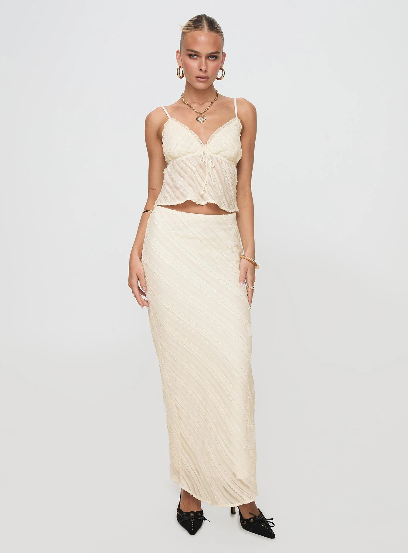 Jacintha Maxi Skirt Cream - Image 2