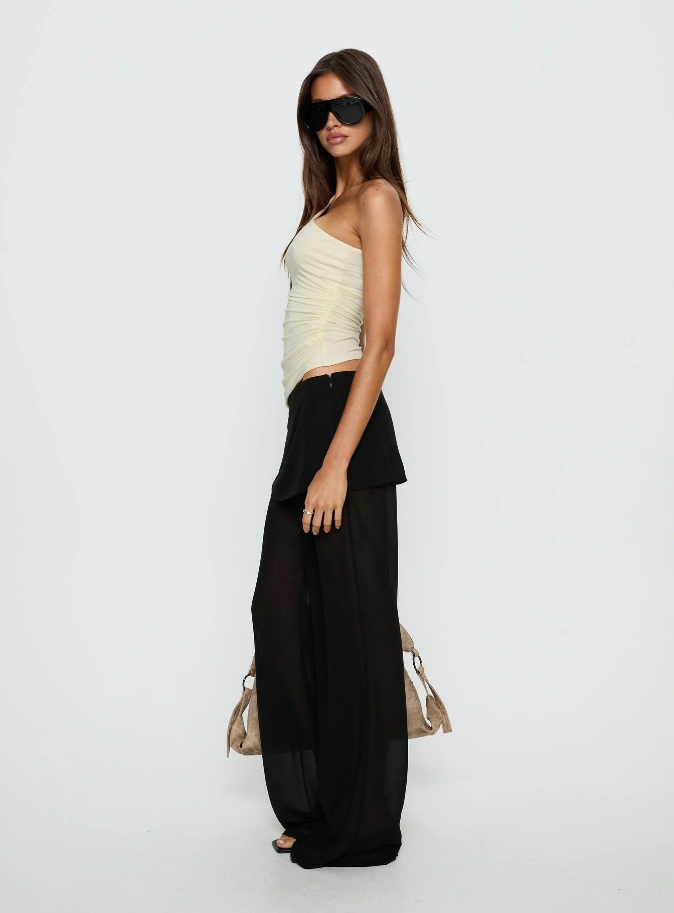 Jaedon Chiffon Layered Pants Black - Image 4