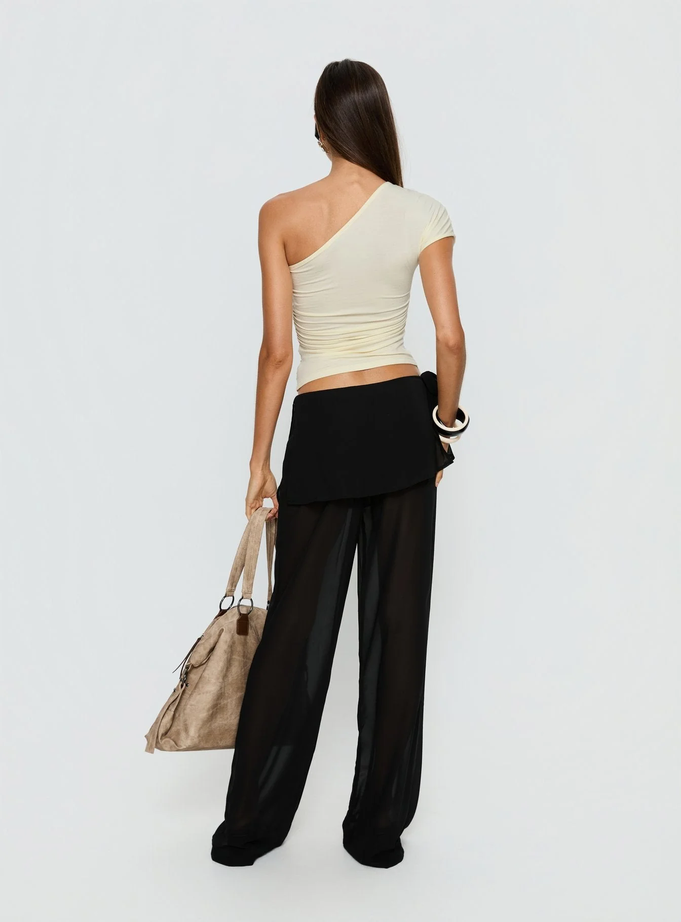 Jaedon Chiffon Layered Pants Black - Image 5
