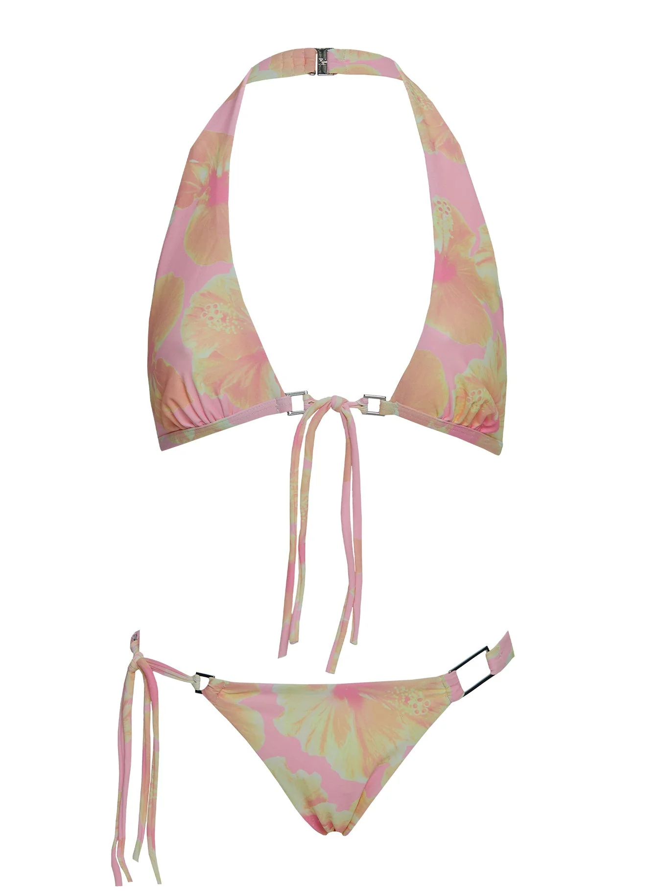 Janessa Hardware Halter Bikini Top Pink / Yellow Floral - Image 5
