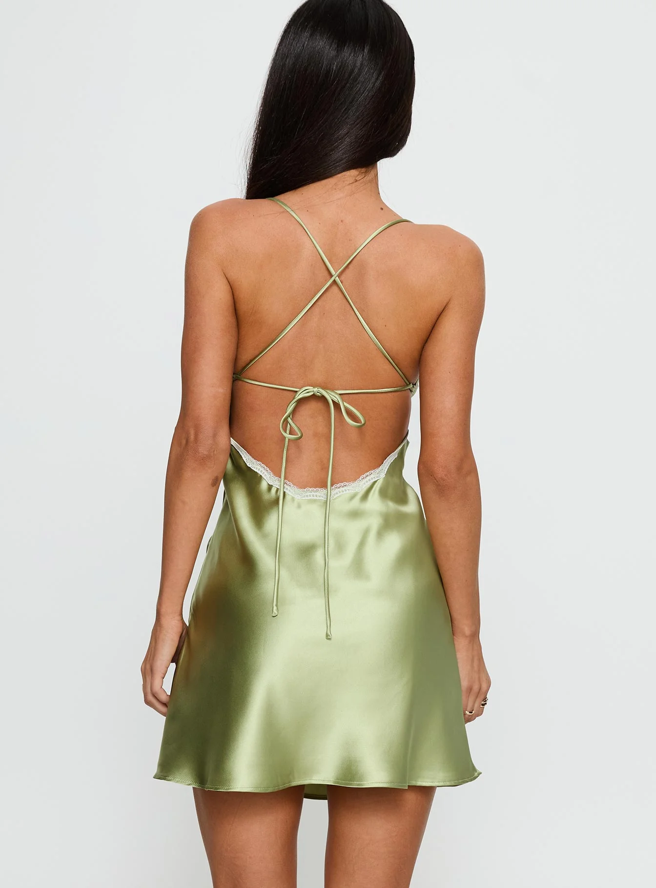 Jasminda Lace Trim Mini Dress Green - Image 5