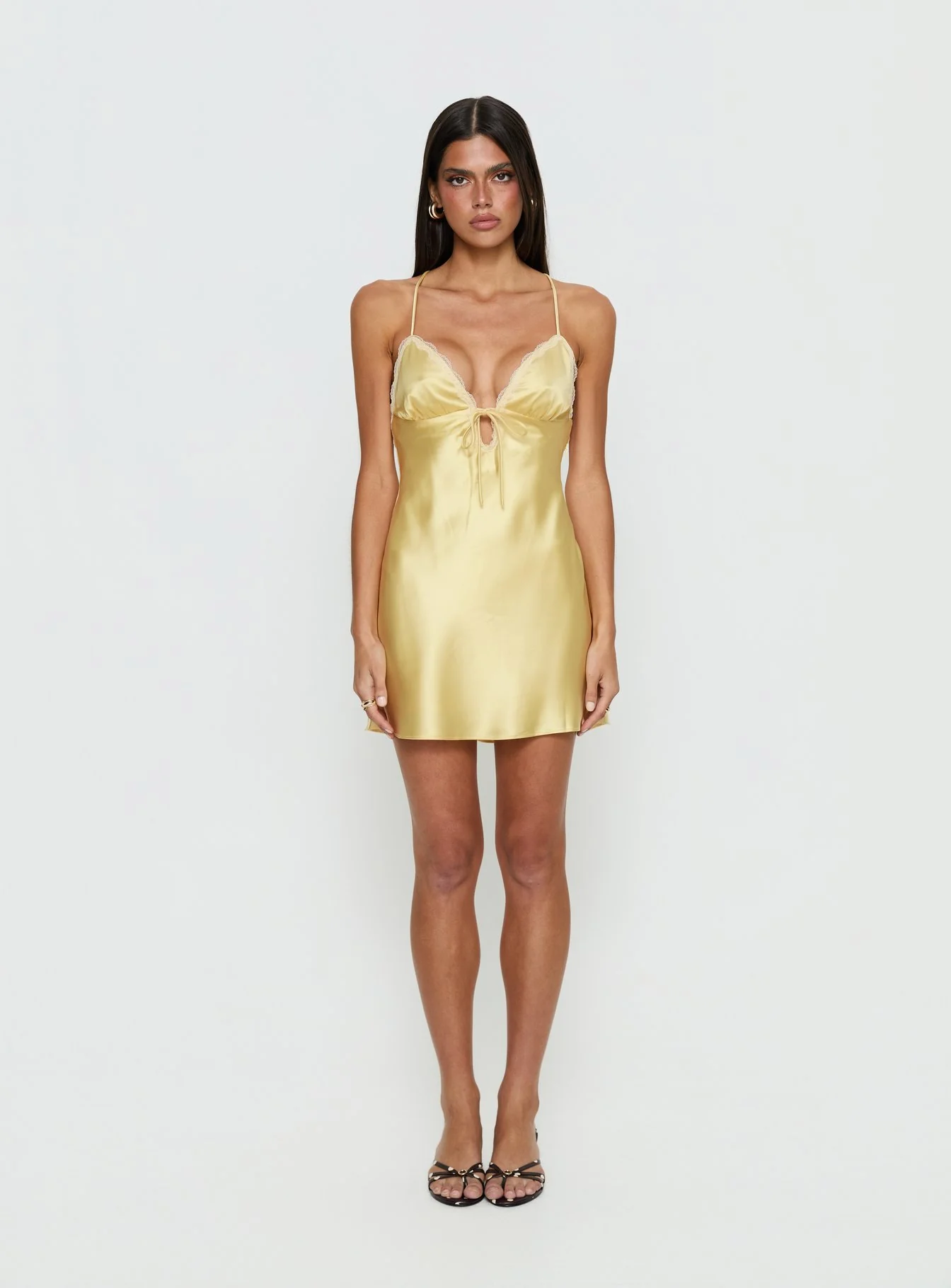 Jasminda Lace Trim Mini Dress Yellow - Image 6