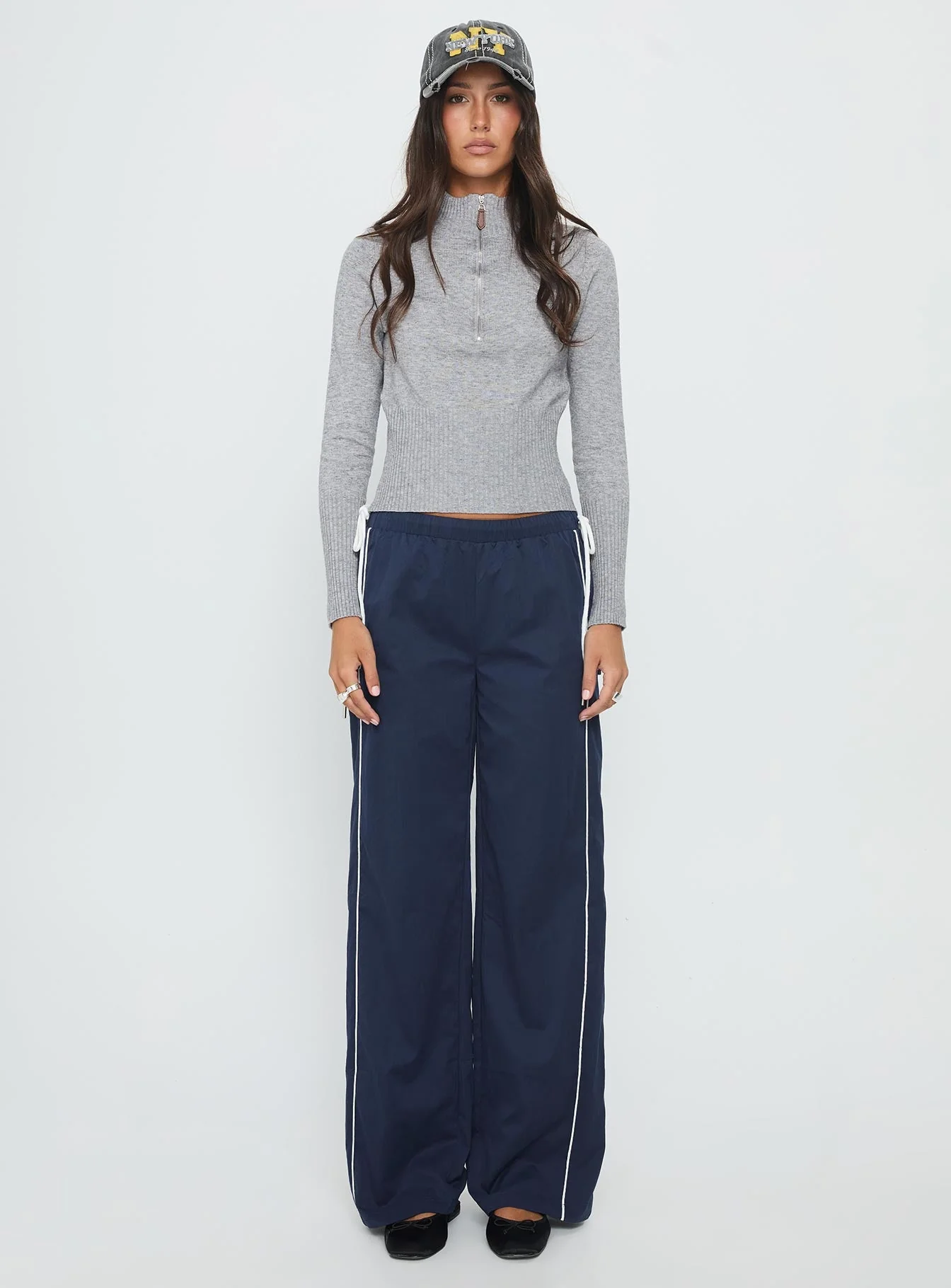 Jaycie Tie Side Track Pant Navy - Image 7
