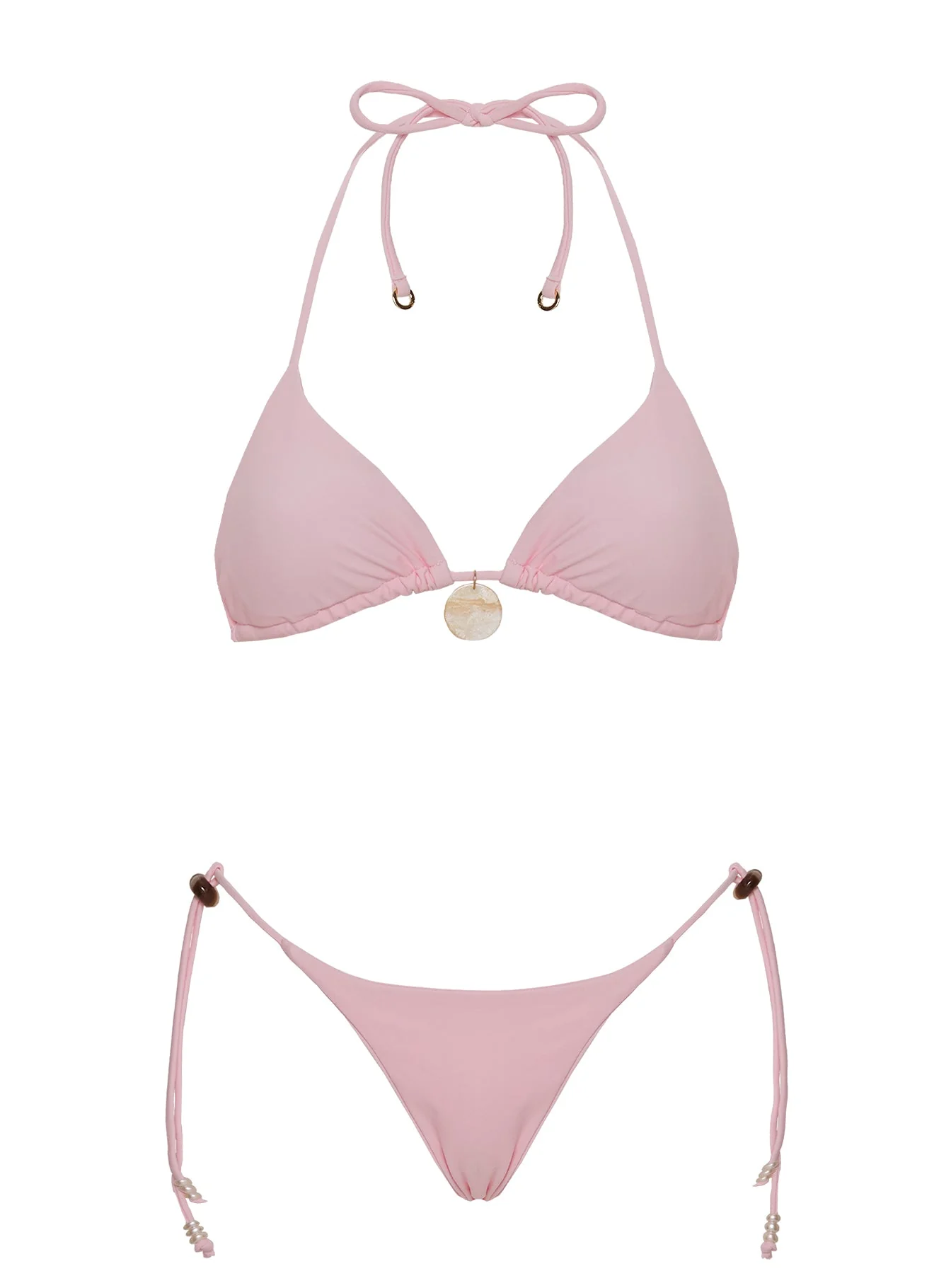 Jenner Tie Side Beaded Bikini Bottom Light Pink - Image 5