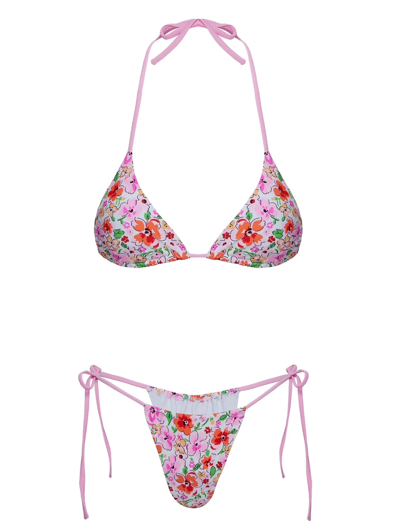 Jenner Tie Side Ruched Bikini Bottom Pink Floral Multi - Image 5