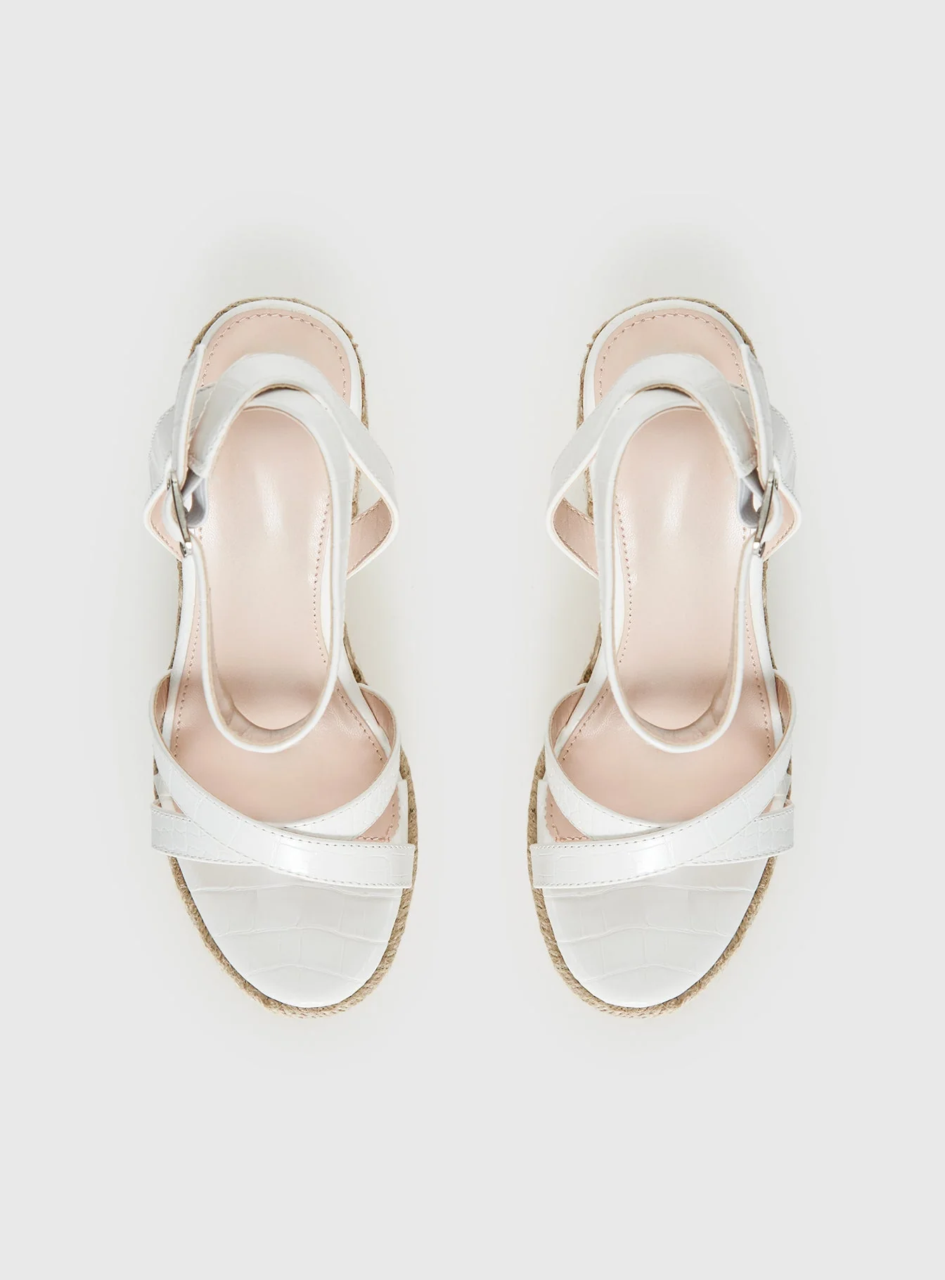 Jesper Espadrille Wedged Heels White Croc - Image 6