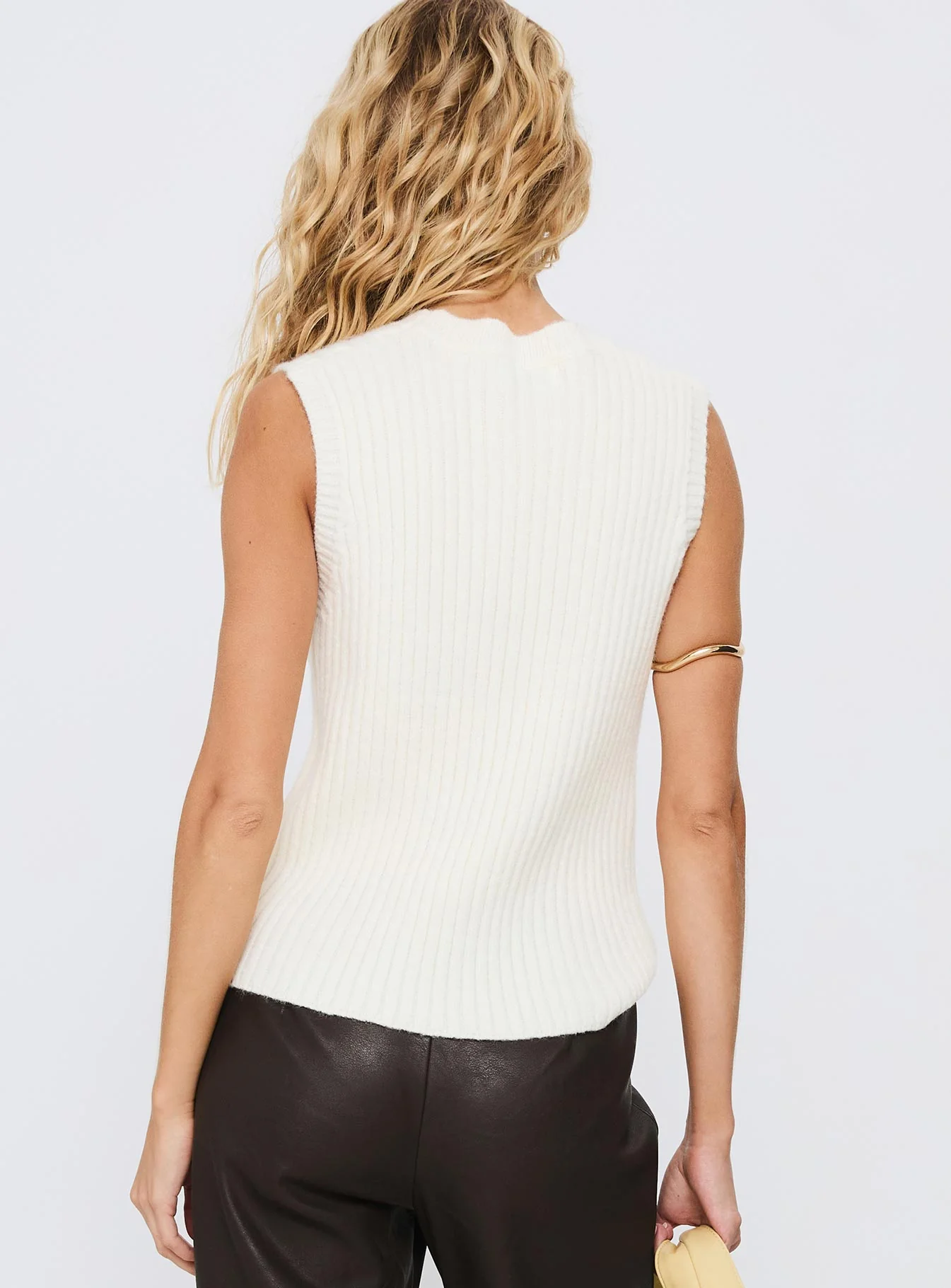 Jessabell Rib Sleeveless Top White - Image 5