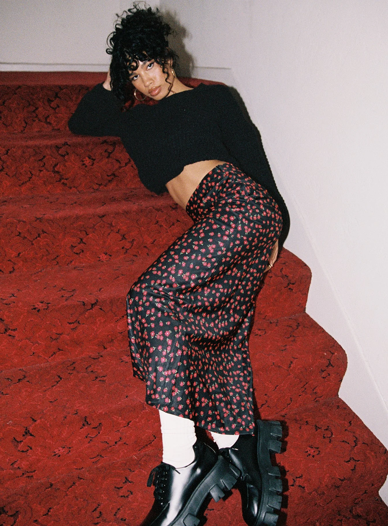 Jodie Maxi Skirt Black Floral - Image 8