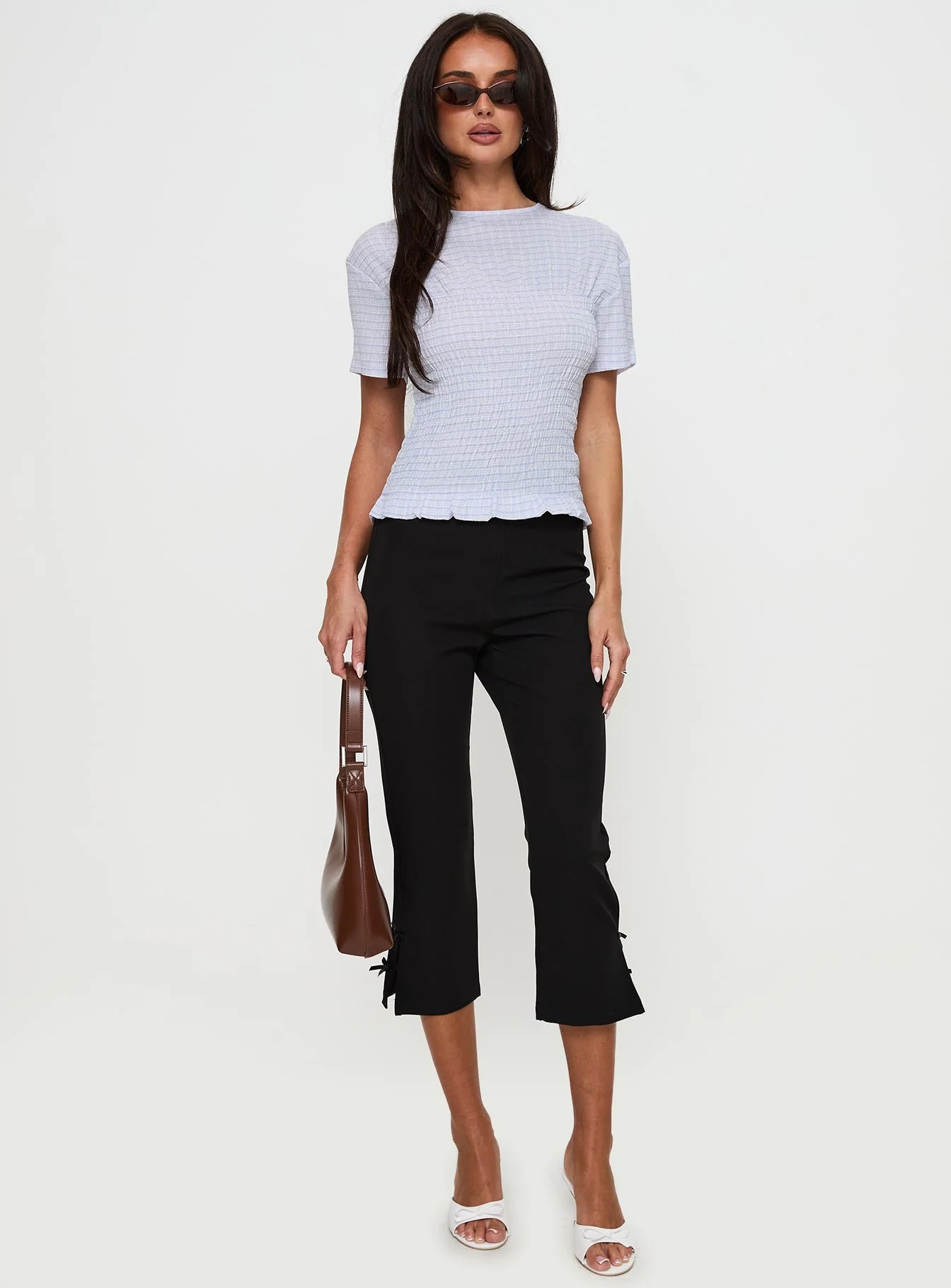 Just Smile Ruched Top Lilac Check - Image 3