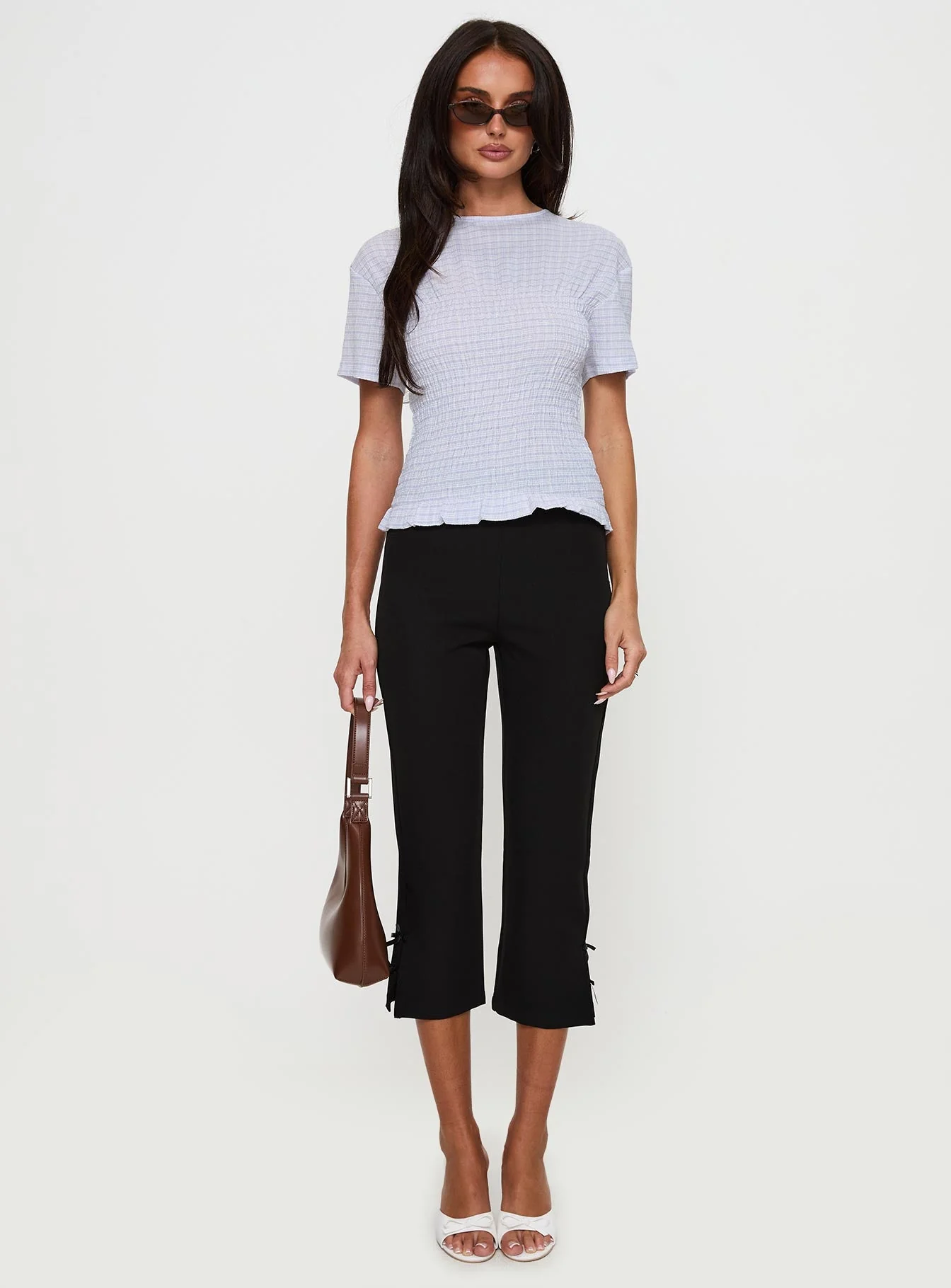 Just Smile Ruched Top Lilac Check - Image 7