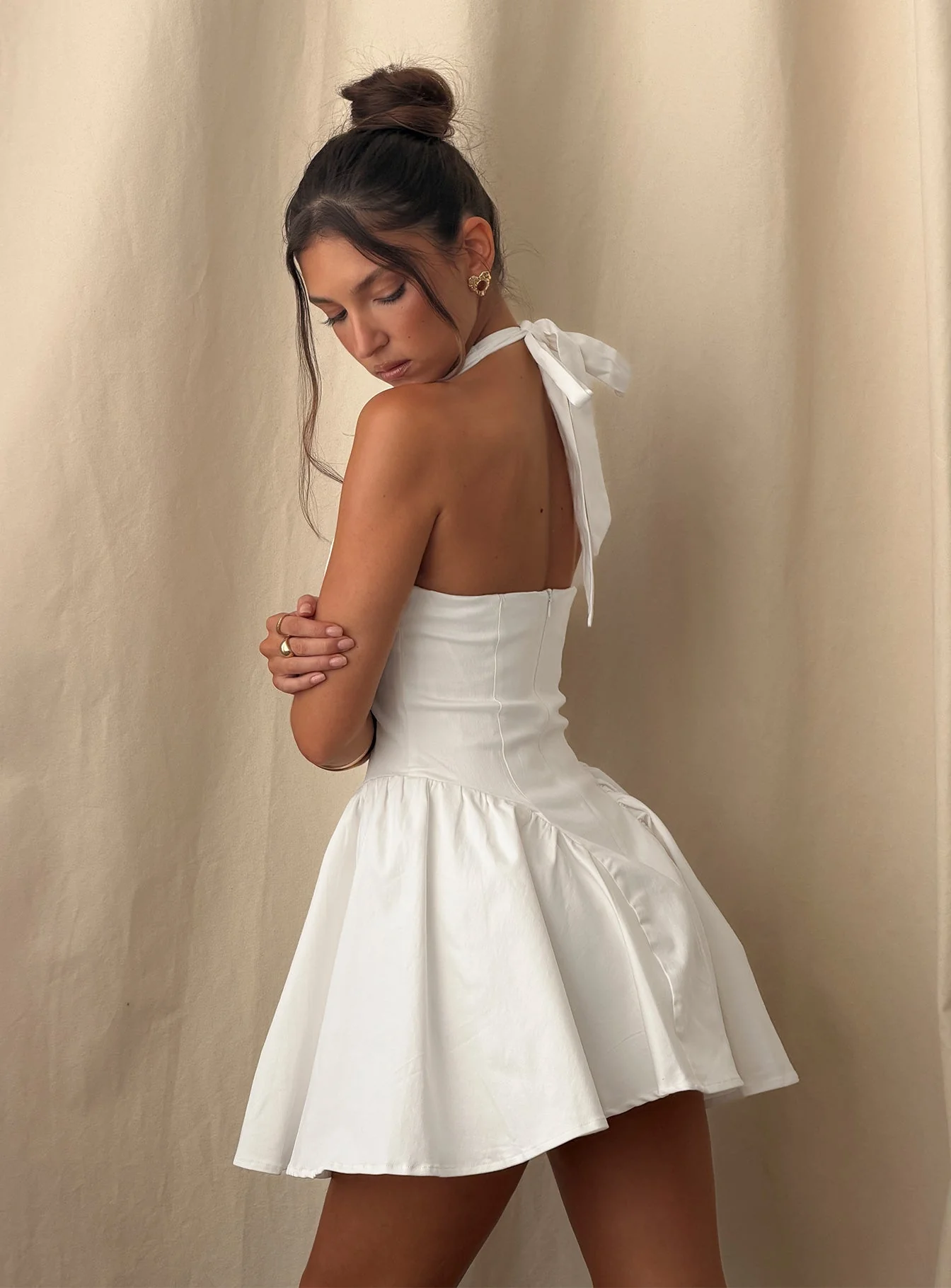 Karisse Halter Mini Dress White - Image 9