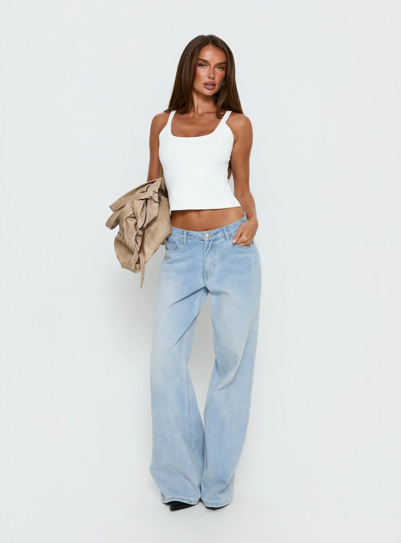 Kasper Cinched Longline Tank Top White - Image 3
