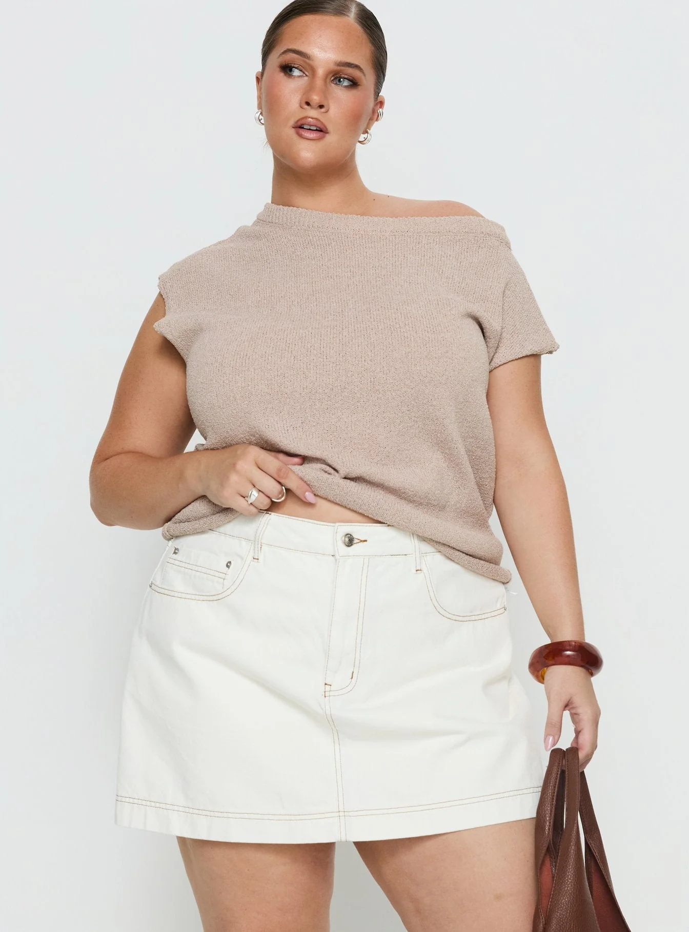 Katlynne Denim Mini Skort White Curve - Image 2