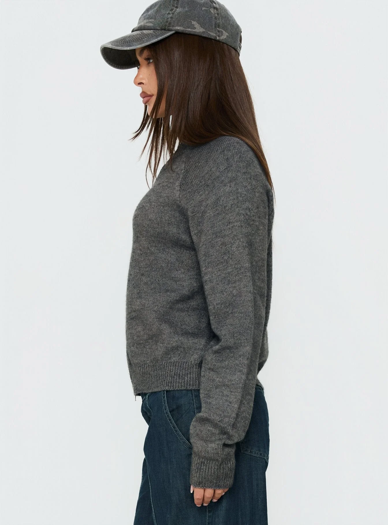 Kaylei Zip Through Cardigan Charcoal - Image 3