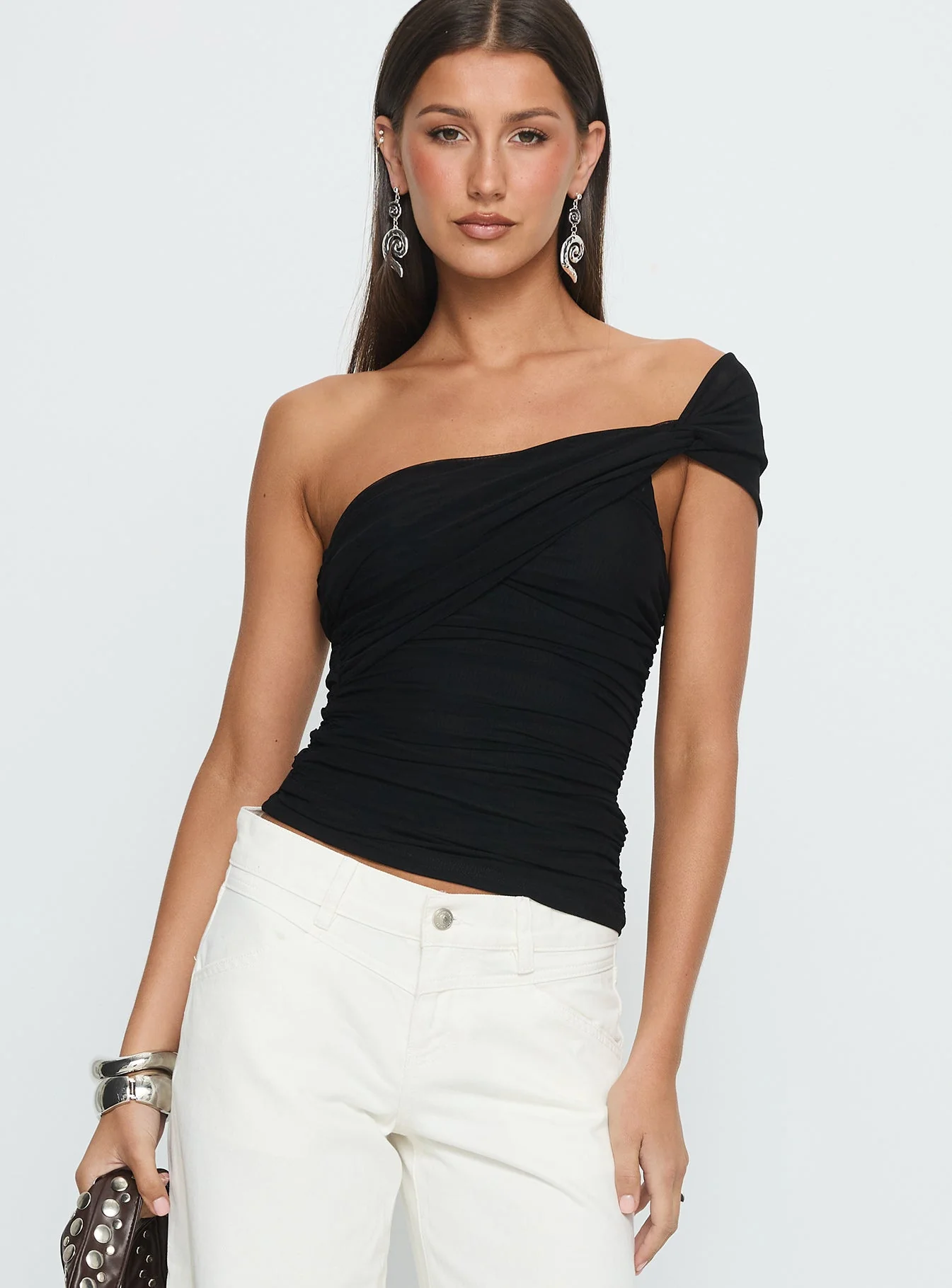 Keandra One Shoulder Top Black - Image 2