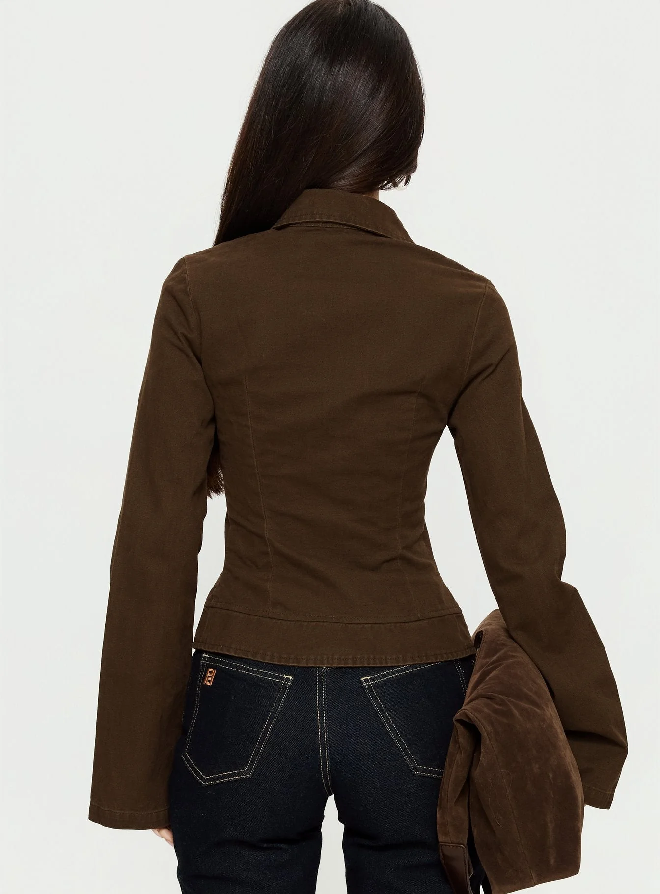 Kelehan Long Sleeve Zip Front Jacket Stonewashed Brown - Image 5