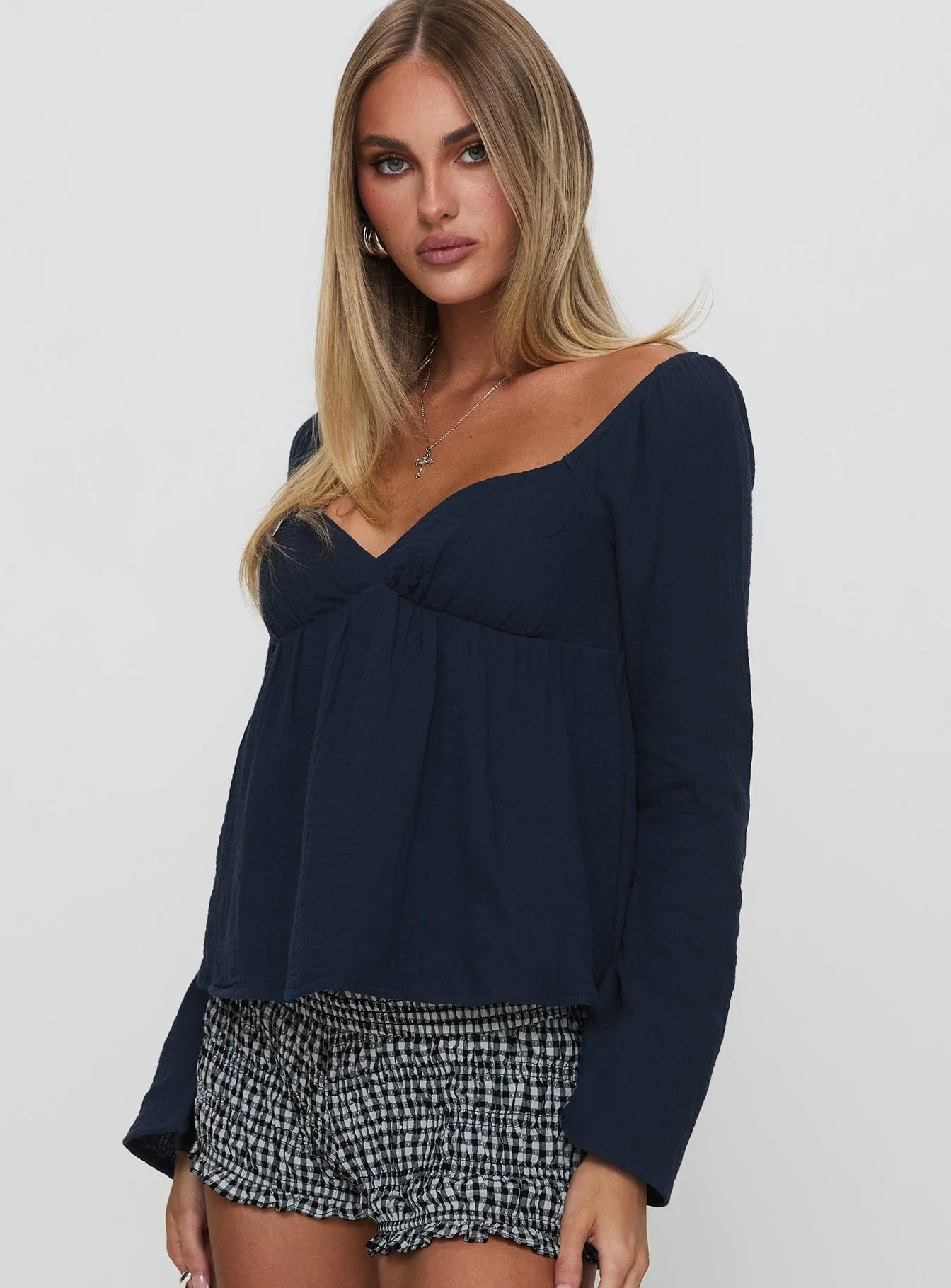 Khalea Long Sleeve Top Navy - Image 3