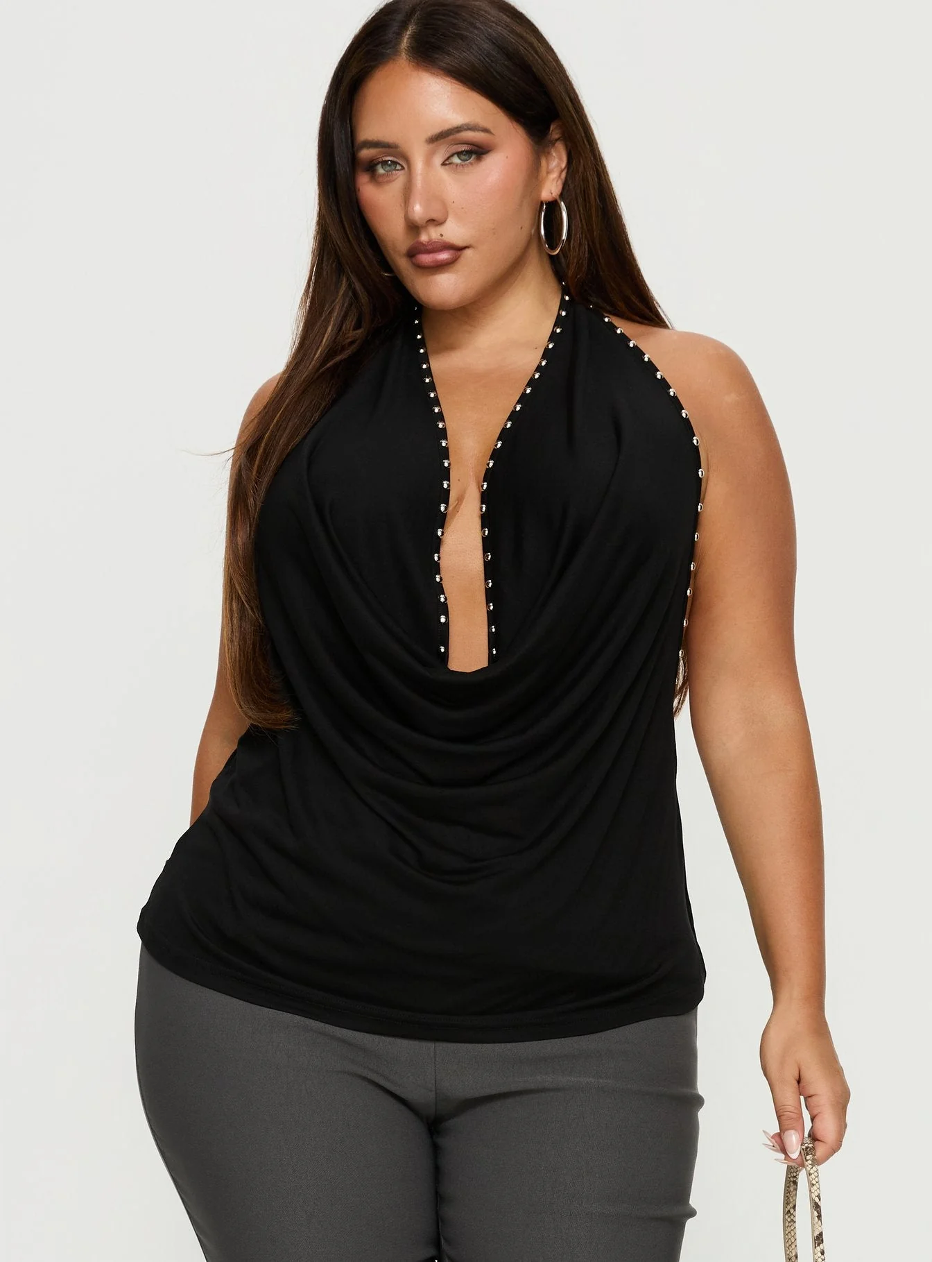 Khoda Studded Halter Top Black Curve - Image 2
