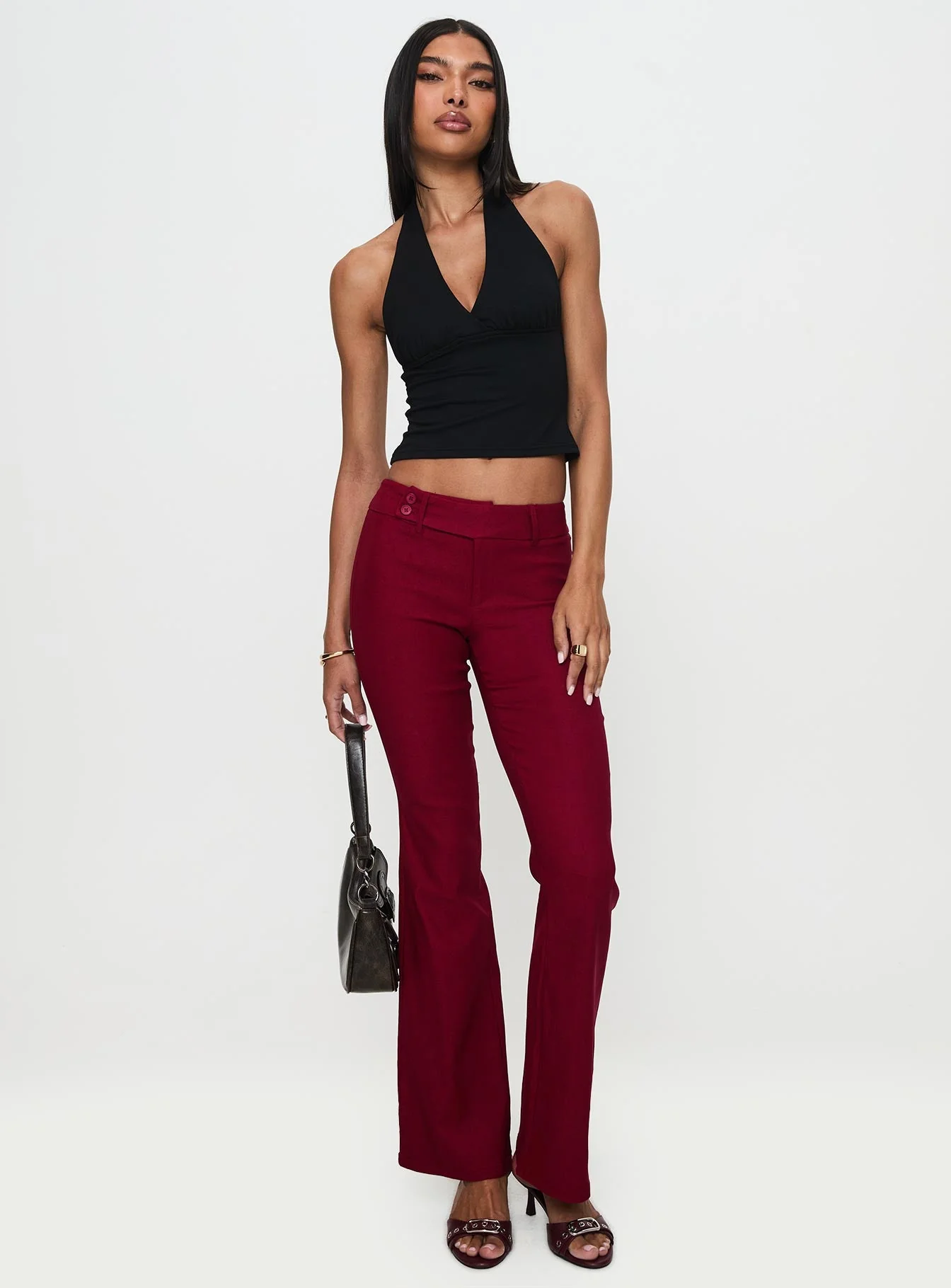 Kinkirk Flared Pants Burgundy Tall - Image 3