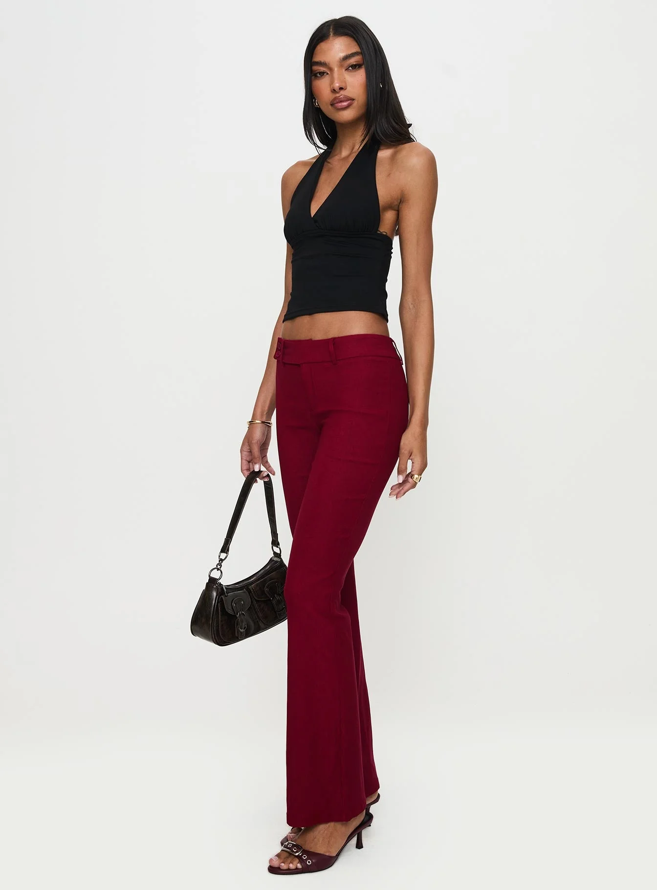 Kinkirk Flared Pants Burgundy Tall - Image 4