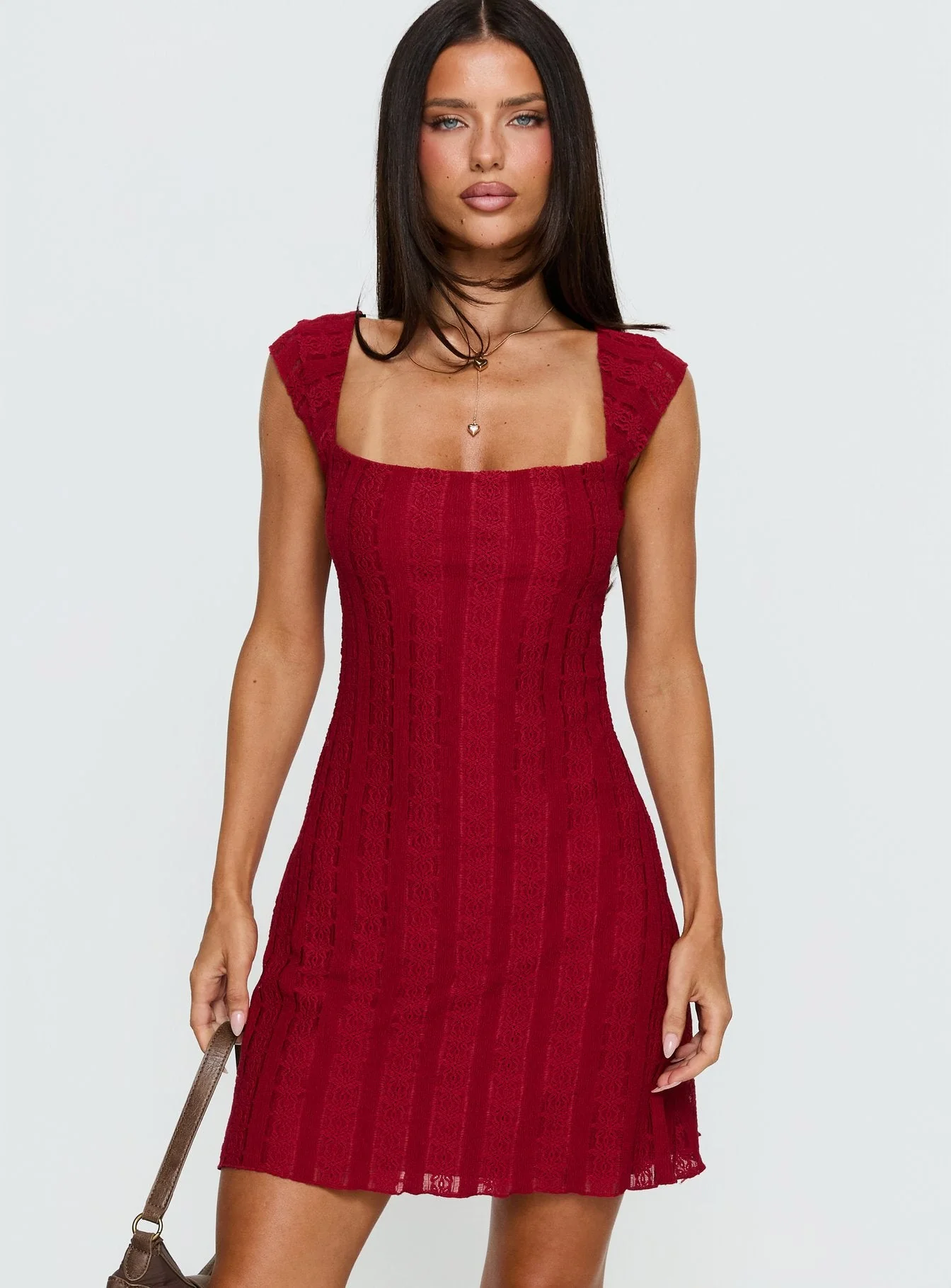 Kirrisen Textured Mini Dress Red - Image 2