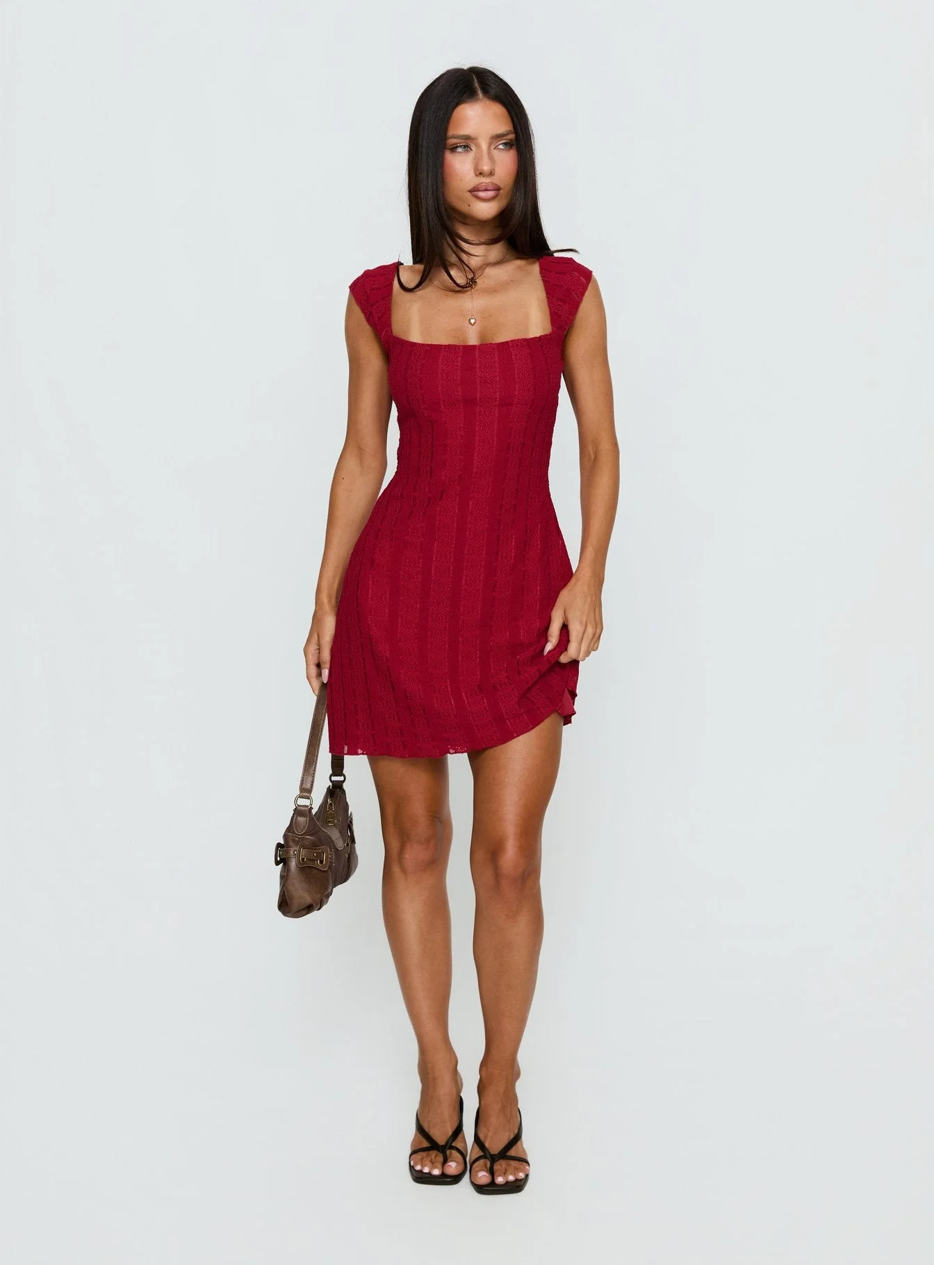 Kirrisen Textured Mini Dress Red - Image 3
